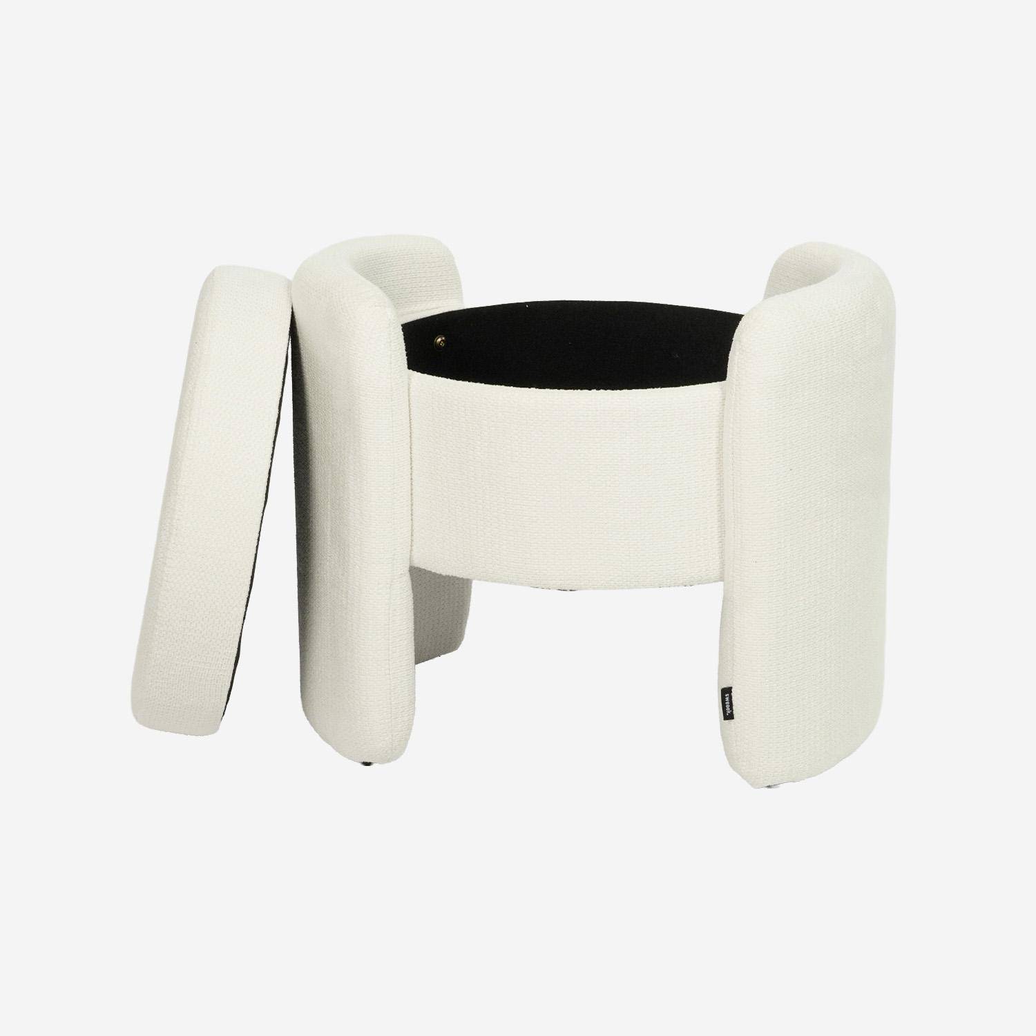 Tabouret coffre contemporain tissu blanc, L 53 x P 43 x H 45cm - Kalo Photo3