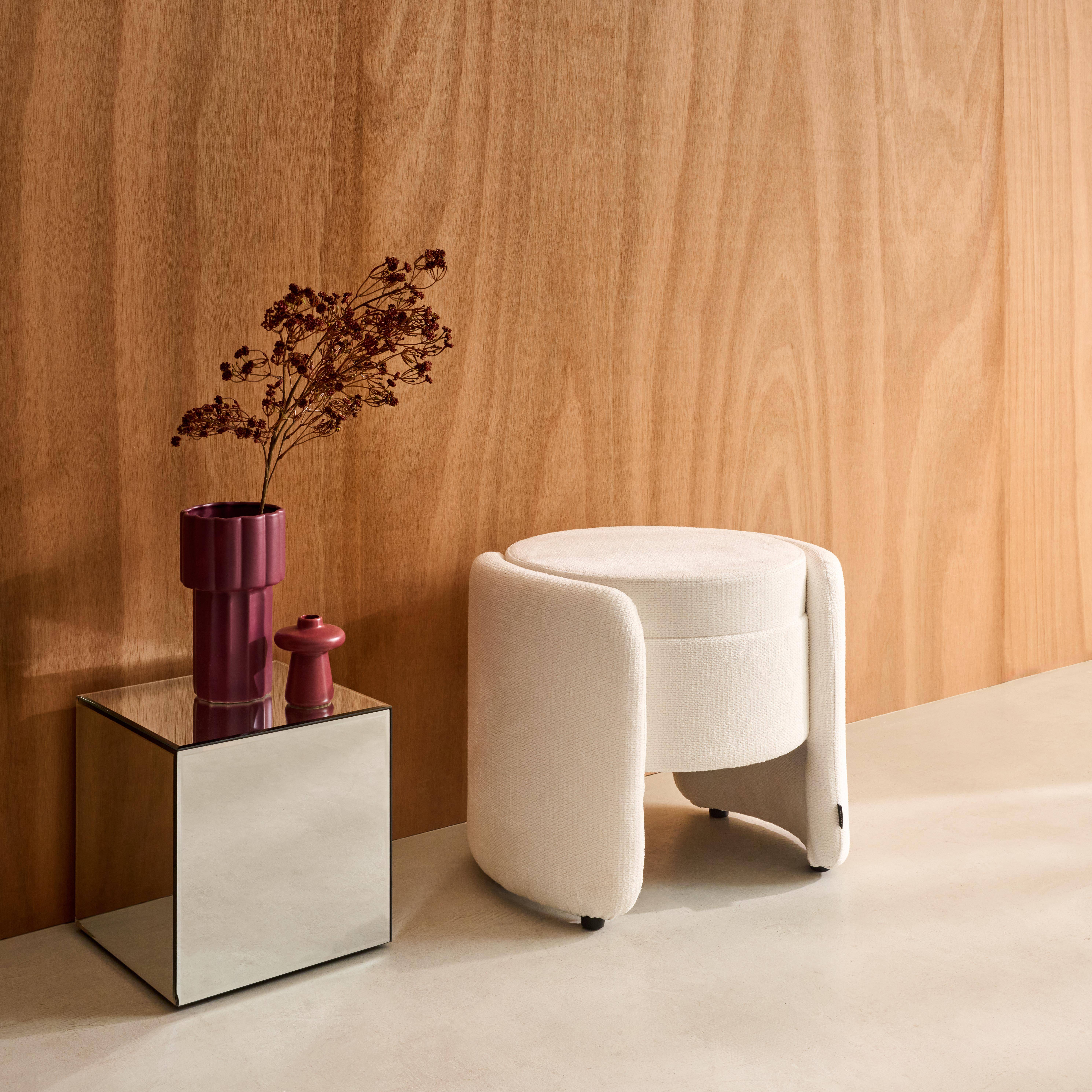 Sgabello contenitore contemporaneo in tessuto, Kalo, Bianco, 53x43x45 cm,sweeek,Photo2