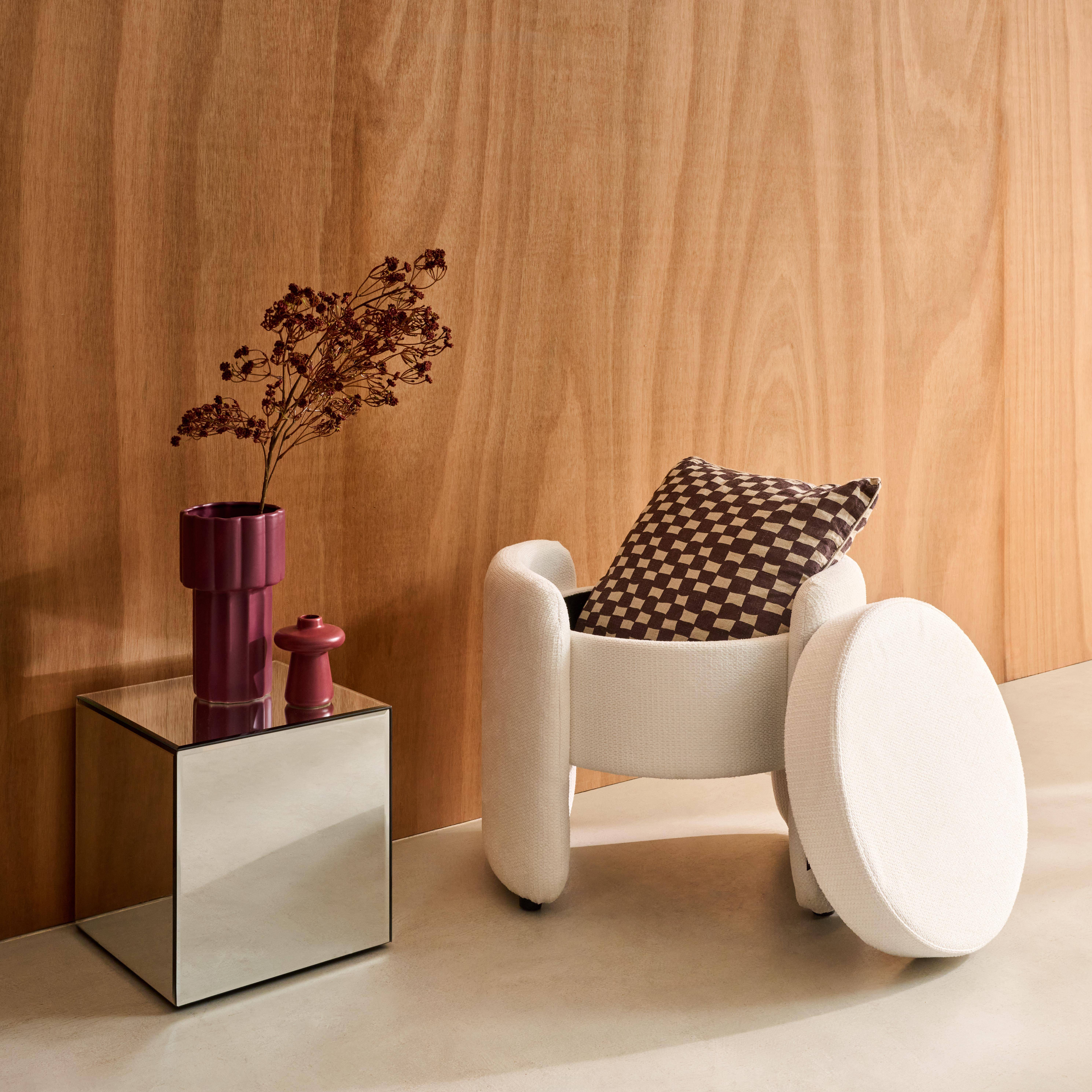 Sgabello contenitore contemporaneo in tessuto, Kalo, Bianco, 53x43x45 cm,sweeek,Photo4