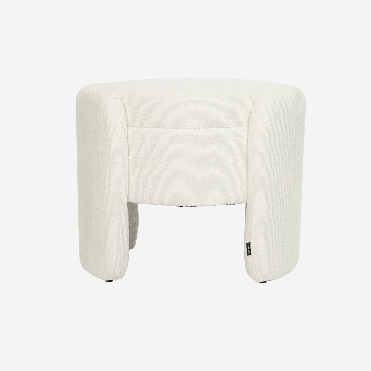 Tabouret coffre contemporain tissu blanc, L 53 x P 43 x H 45cm - Kalo Photo2