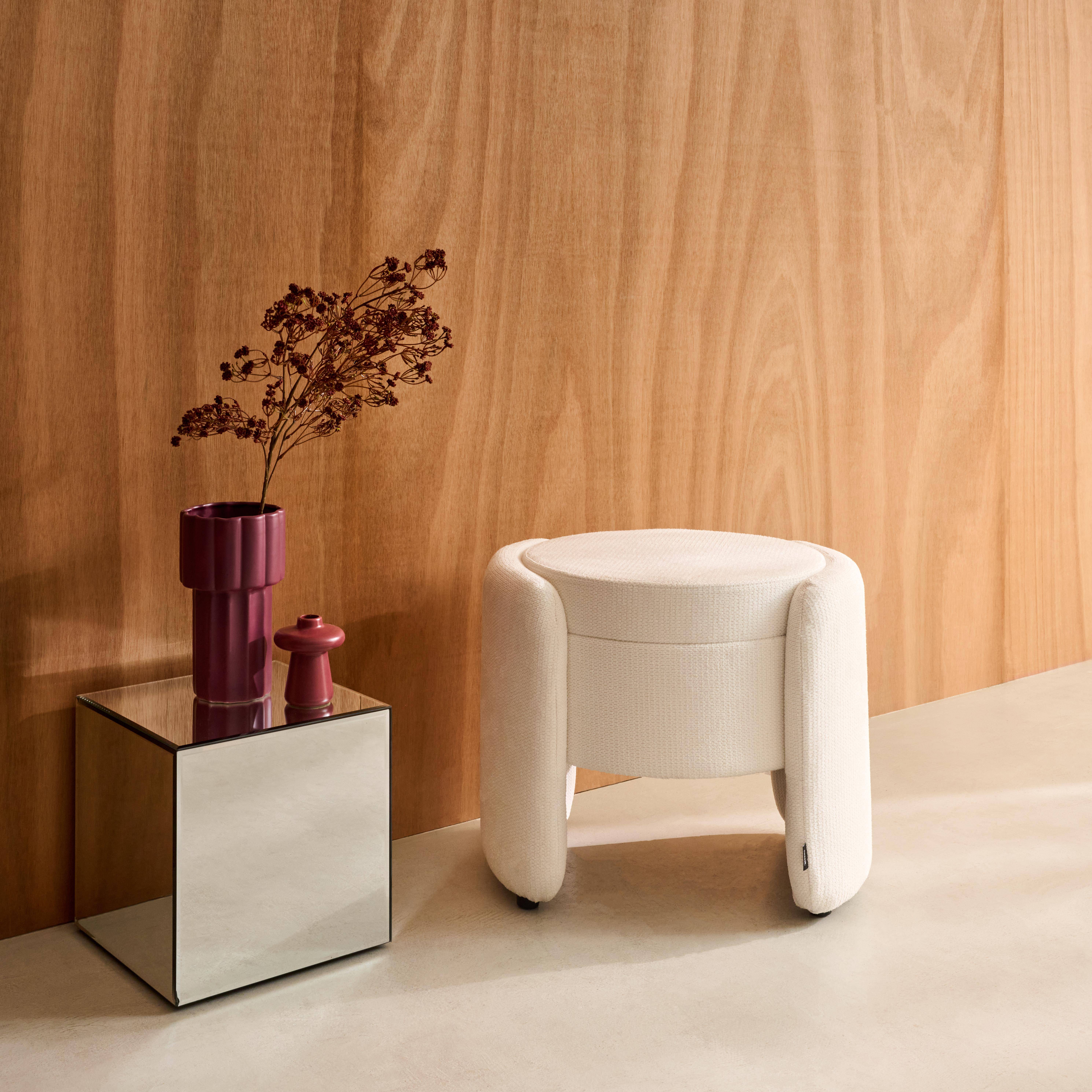 Sgabello contenitore contemporaneo in tessuto, Kalo, Bianco, 53x43x45 cm,sweeek,Photo1