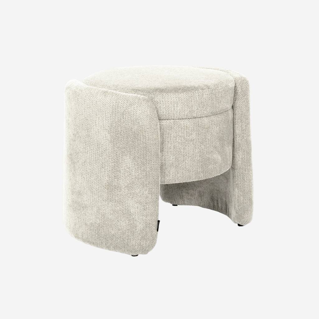 Tabouret coffre contemporain tissu gris clair