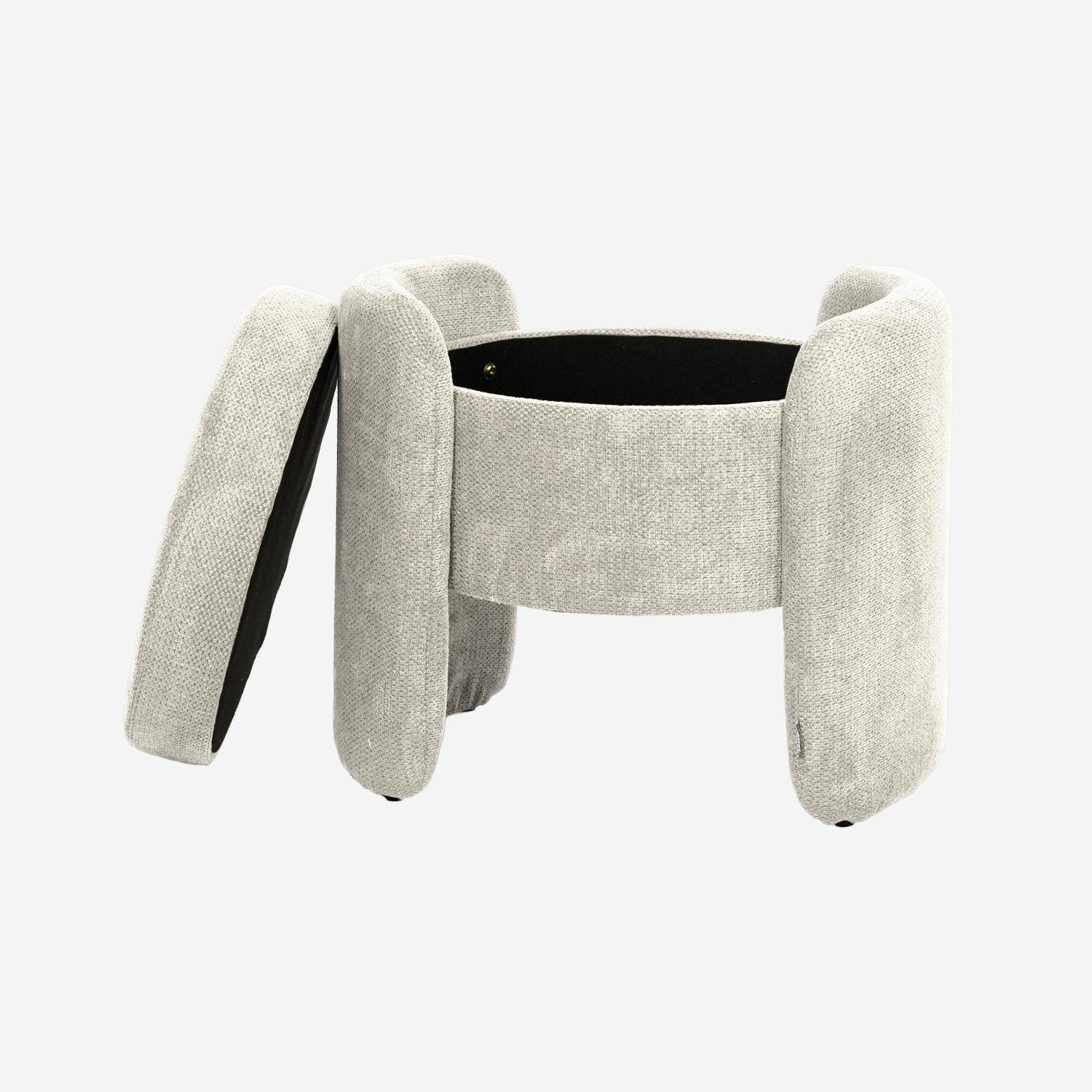 Tabouret coffre contemporain tissu gris clair, L 53 x P 43 x H 45cm - Kalo Photo3