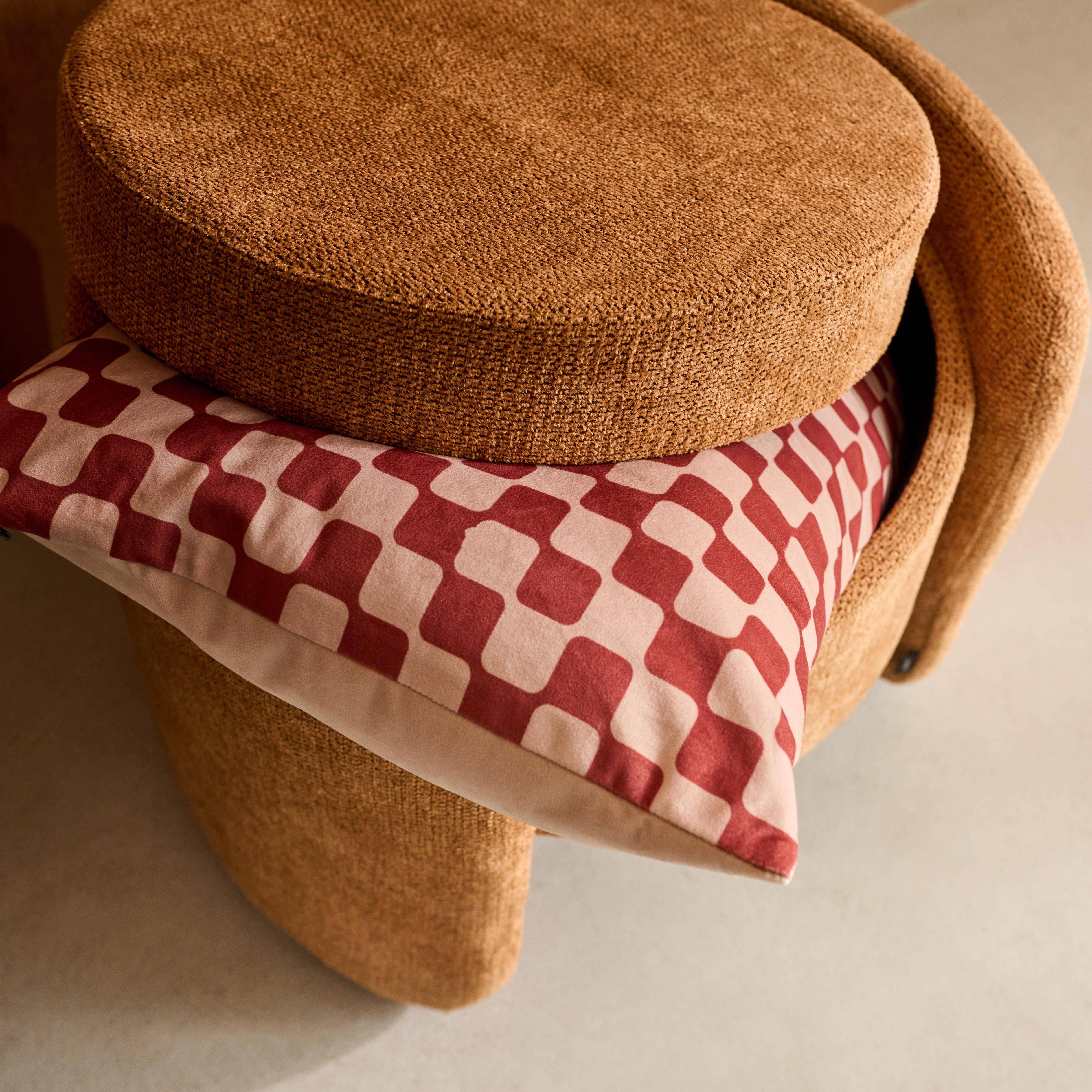 Sgabello contenitore contemporaneo in tessuto, Kalo, Terracotta, 53x43x45 cm,sweeek,Photo5