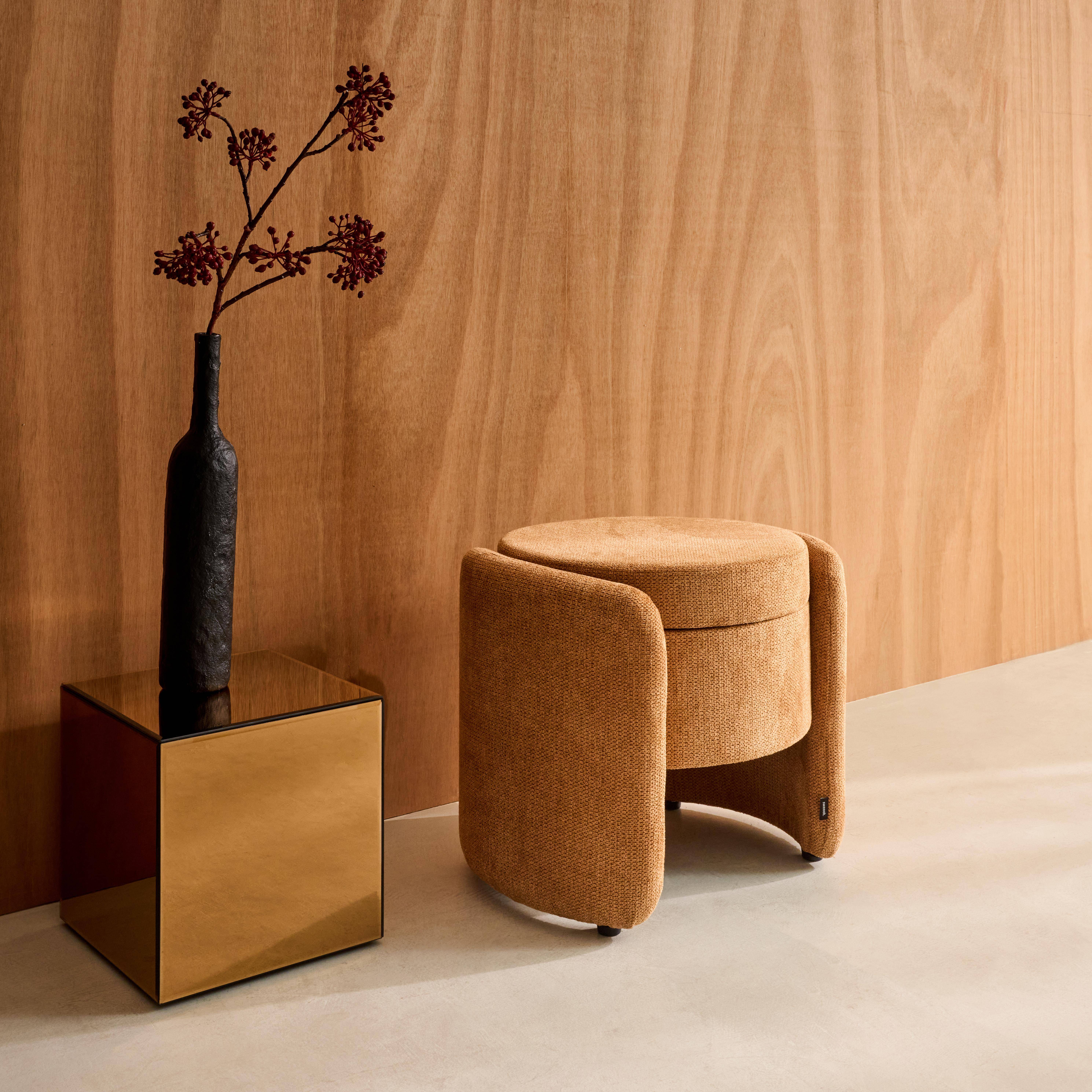 Sgabello contenitore contemporaneo in tessuto, Kalo, Terracotta, 53x43x45 cm,sweeek,Photo2