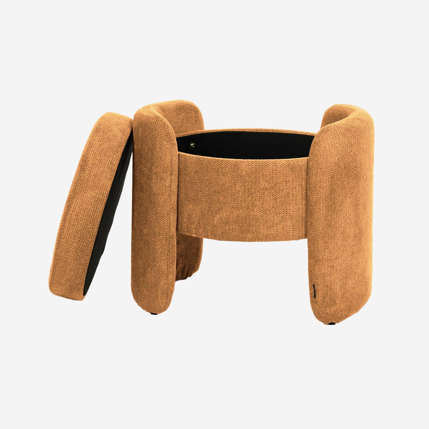 Tabouret coffre contemporain tissu terracotta, L 53 x P 43 x H 45cm - Kalo Photo3
