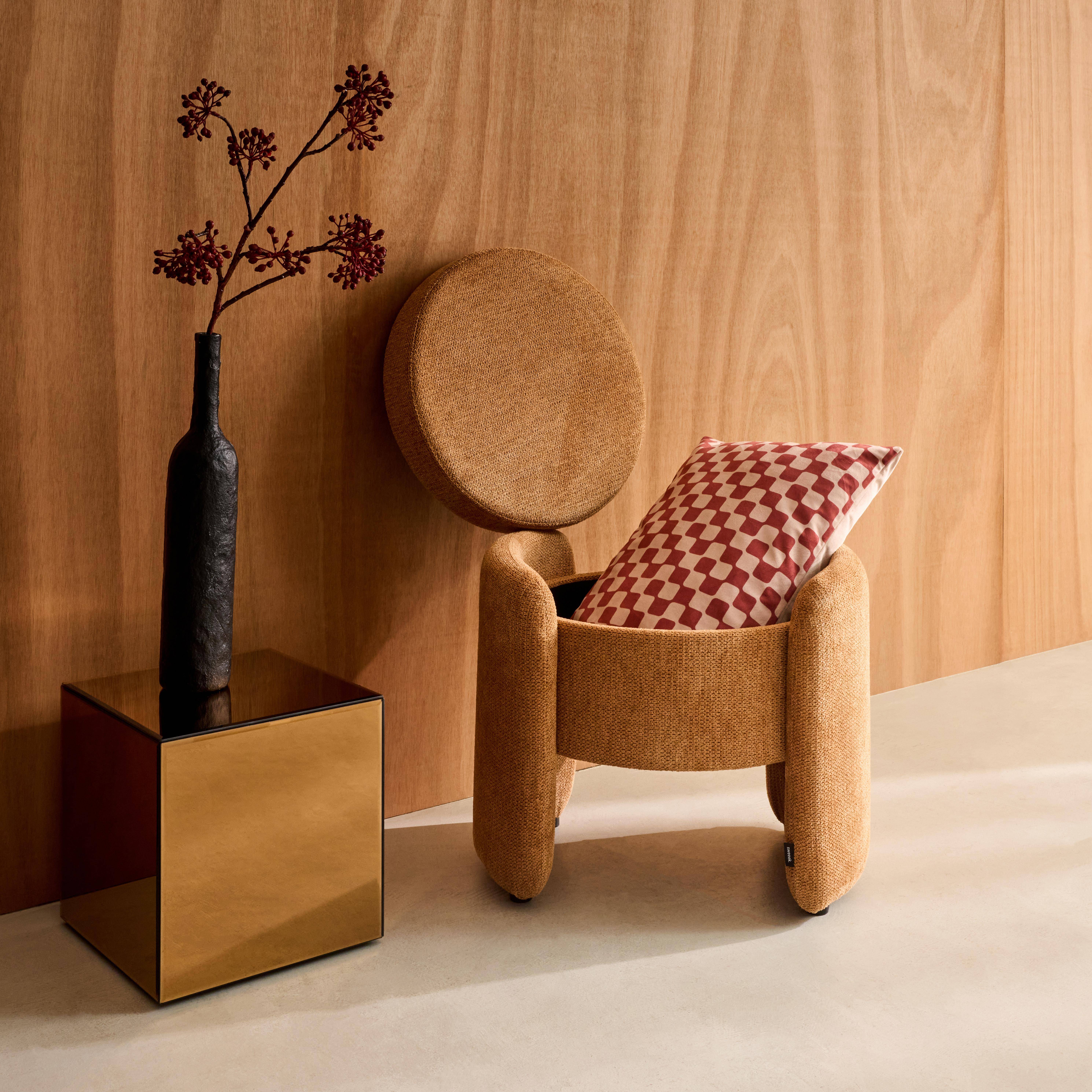 Sgabello contenitore contemporaneo in tessuto, Kalo, Terracotta, 53x43x45 cm Photo3