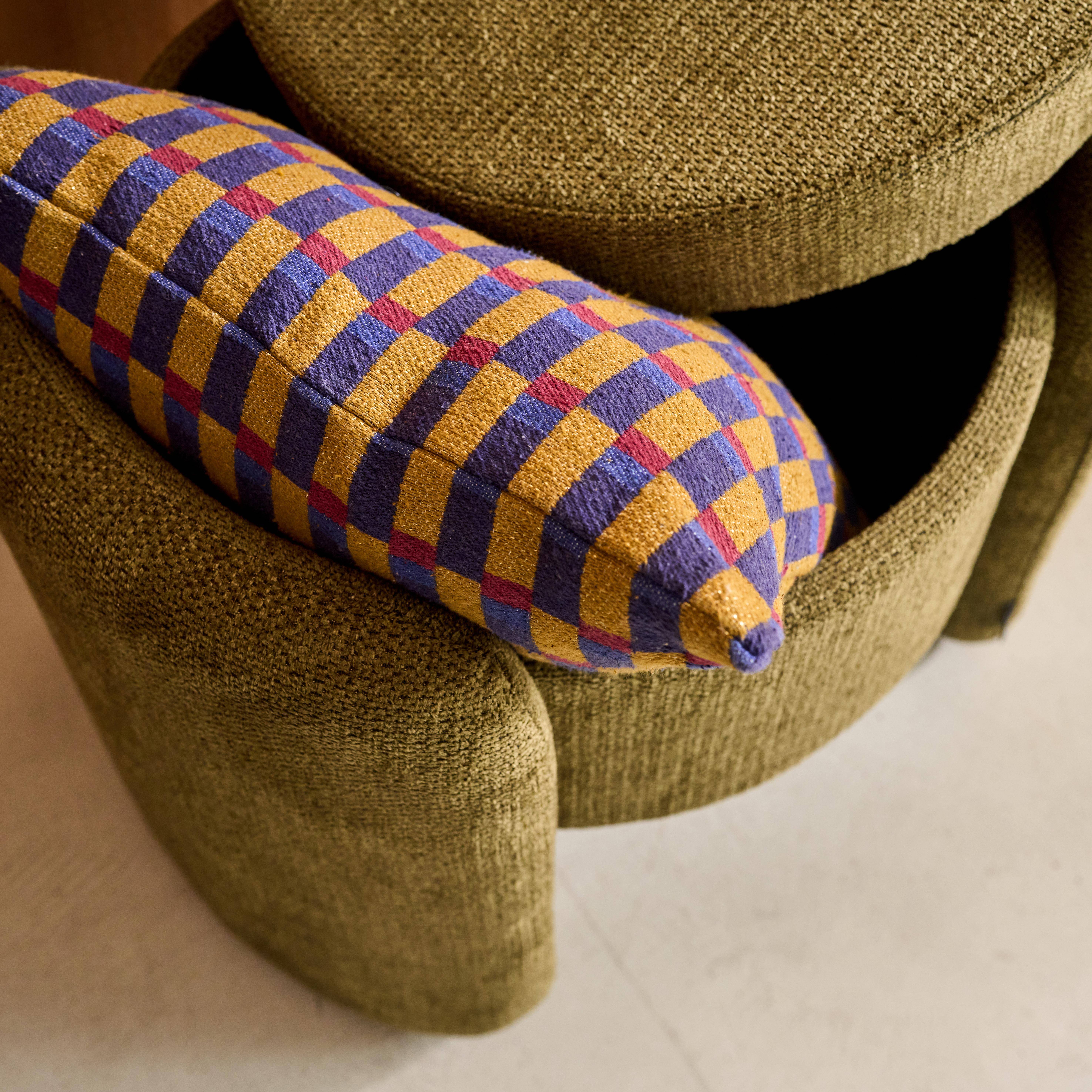 Sgabello contenitore contemporaneo in tessuto, Kalo, Verde kaki, 53x43x45 cm Photo5