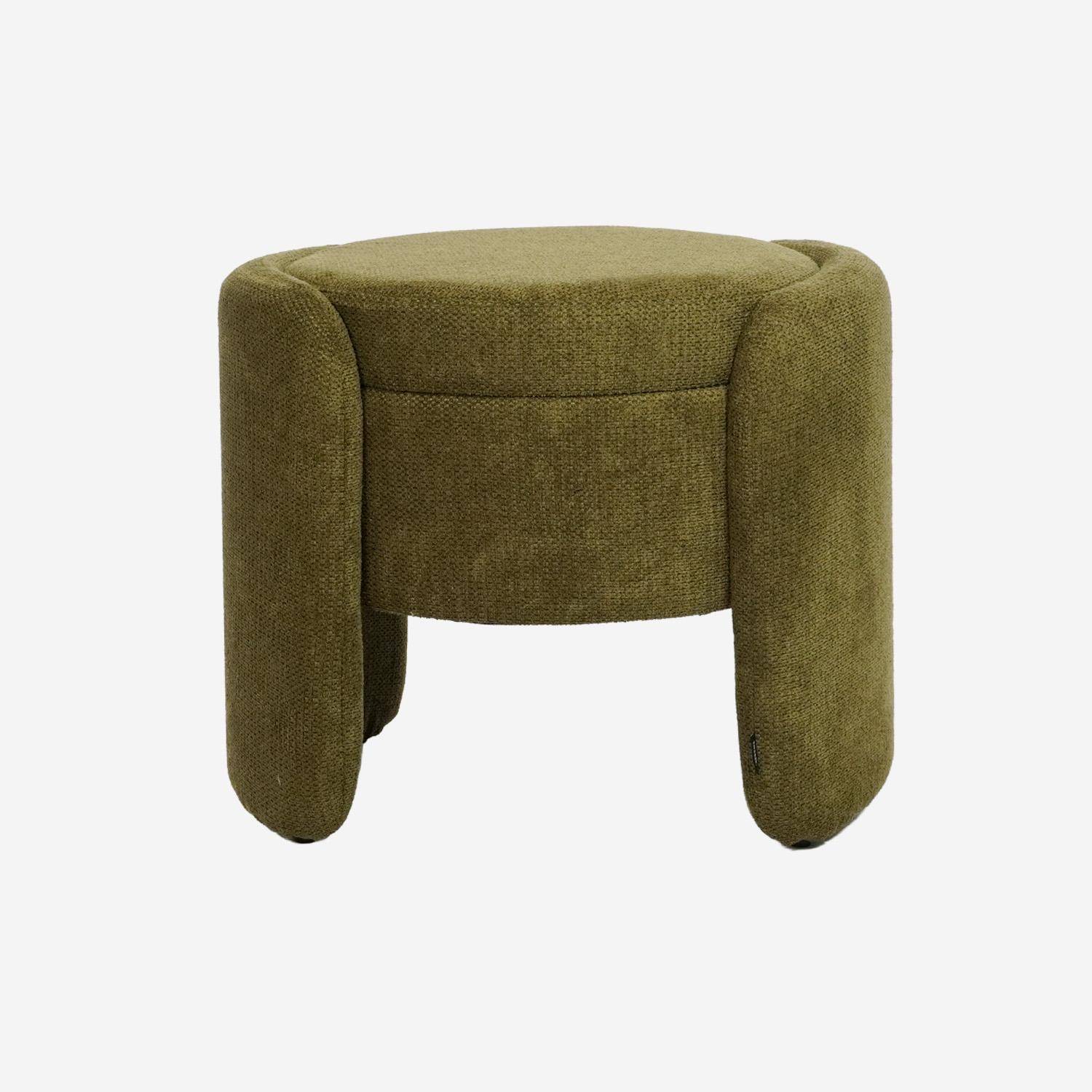 Tabouret coffre contemporain tissu kaki, L 53 x P 43 x H 45cm - Kalo,sweeek,Photo2