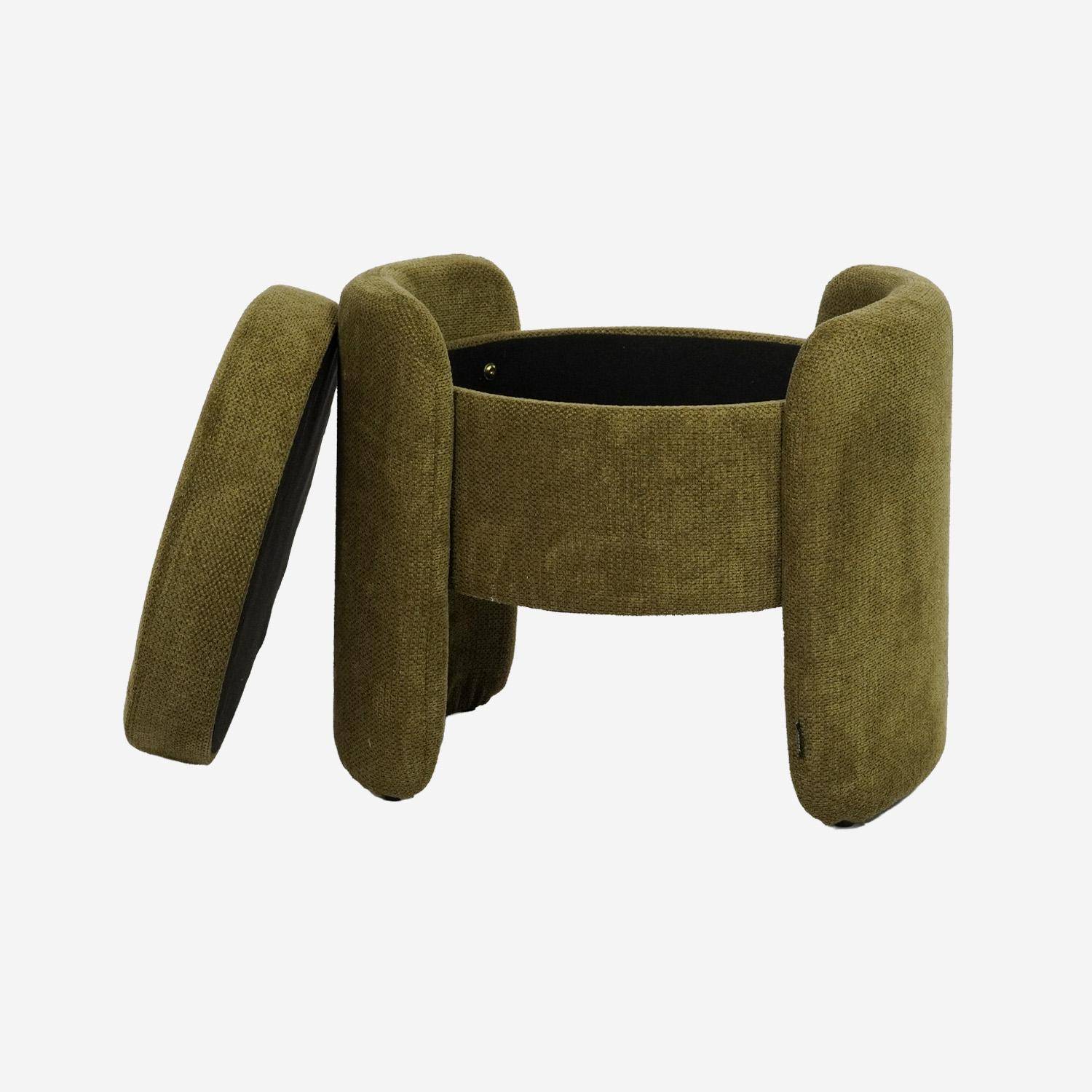Tabouret coffre contemporain tissu kaki, L 53 x P 43 x H 45cm - Kalo,sweeek,Photo3