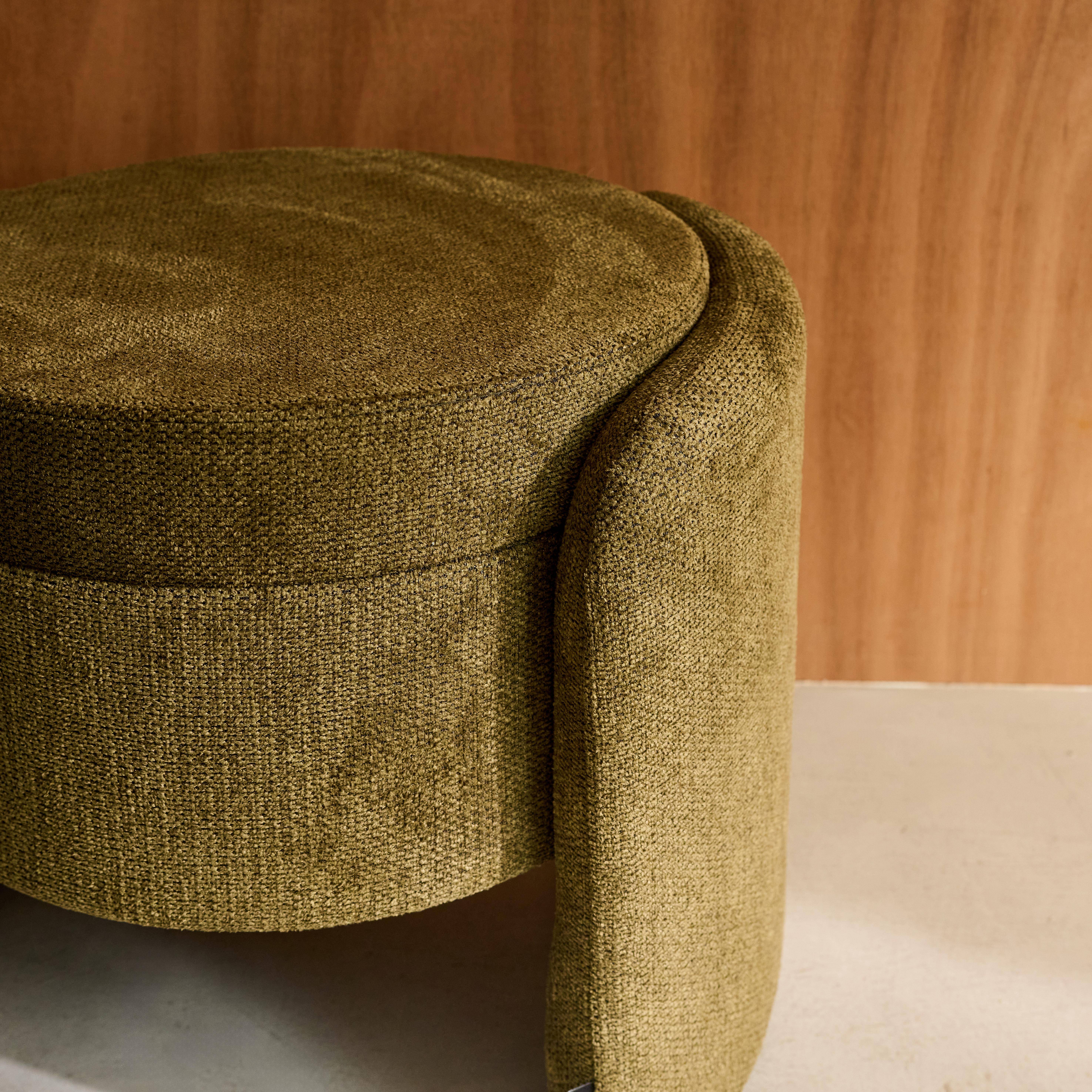 Sgabello contenitore contemporaneo in tessuto, Kalo, Verde kaki, 53x43x45 cm Photo6