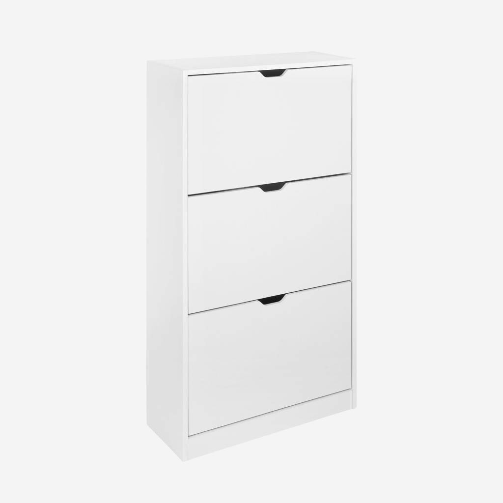 Mueble zapatero decorativo de madera con 3 cajones, Blanco