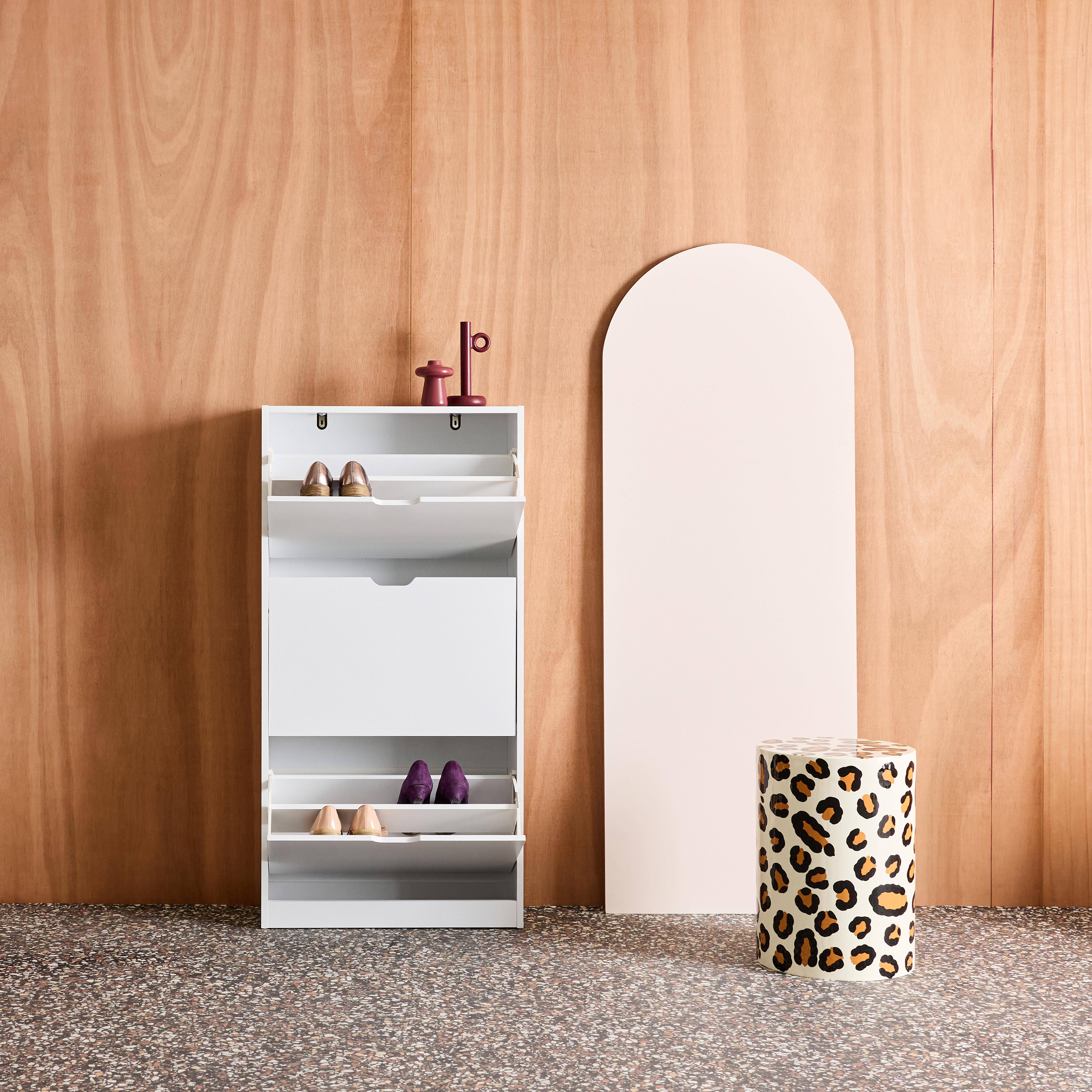 Sapateira decorativa em madeira com 3 gavetas Branco - 60x23.5x119.5 cm Photo3