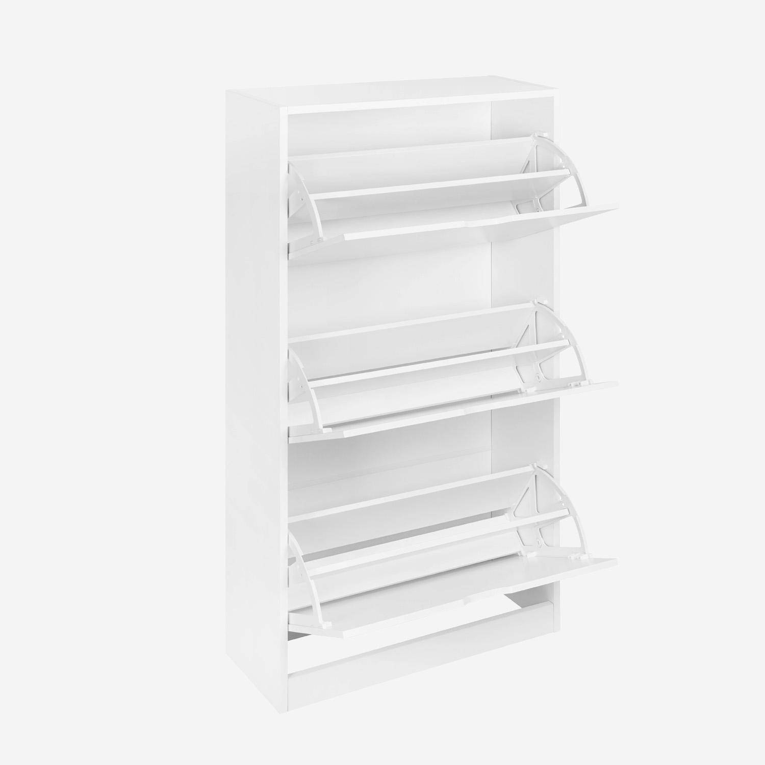 Scarpiera decorativa in legno con 3 cassetti, Shooz, Bianco, 60x23.5x119.5 cm,sweeek,Photo2