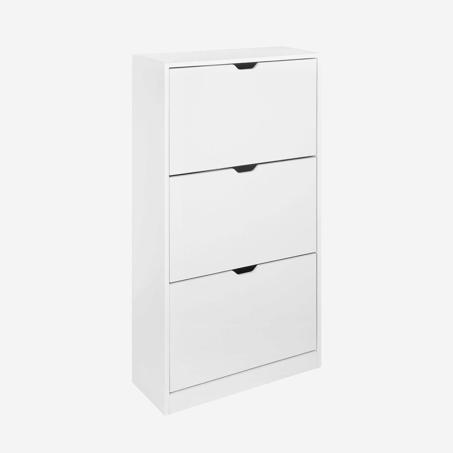 Mueble zapatero decorativo de madera con 3 cajones, Shooz, Blanco, 60x23.5x119.5 cm,sweeek,Photo1