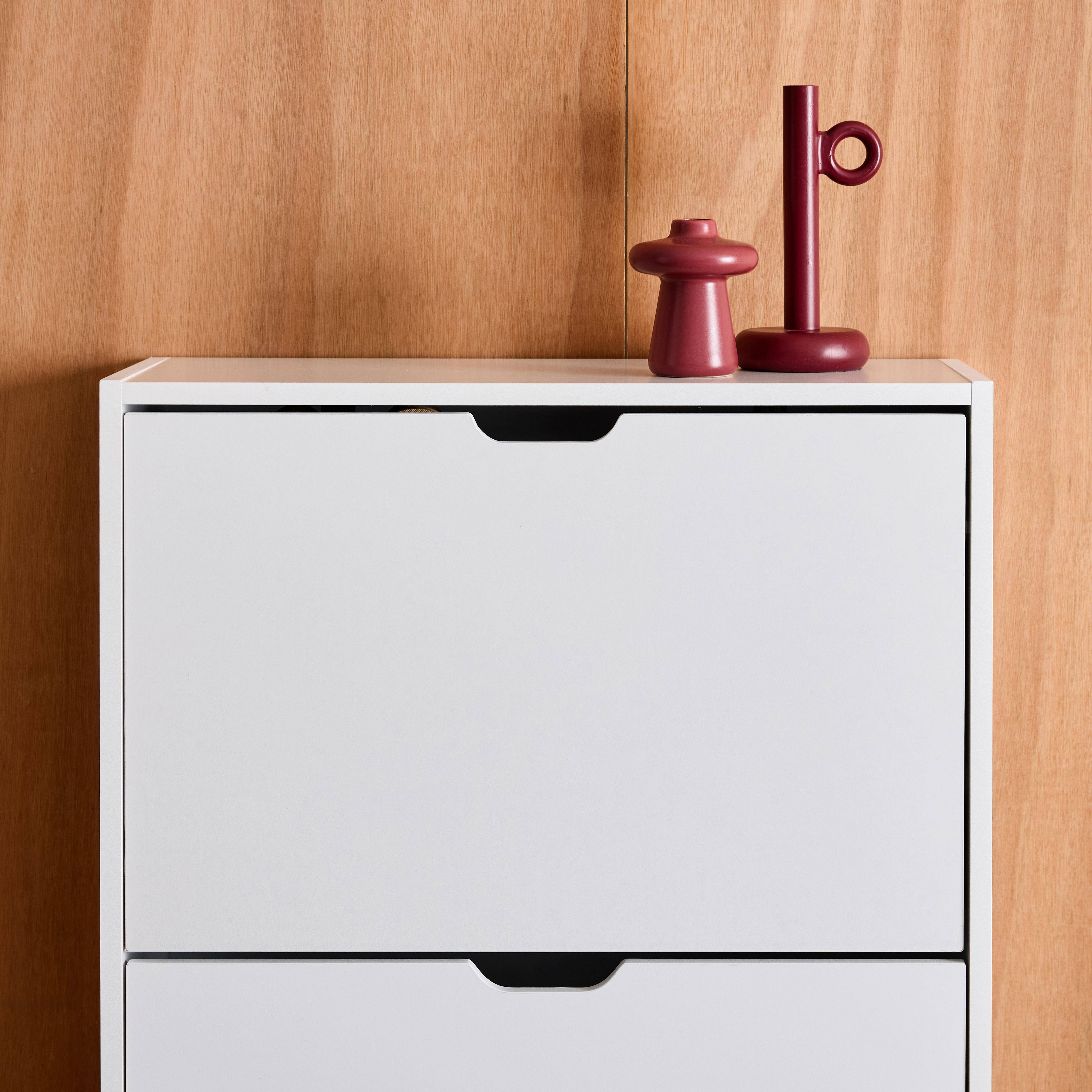 Sapateira decorativa em madeira com 3 gavetas Branco - 60x23.5x119.5 cm,sweeek,Photo7