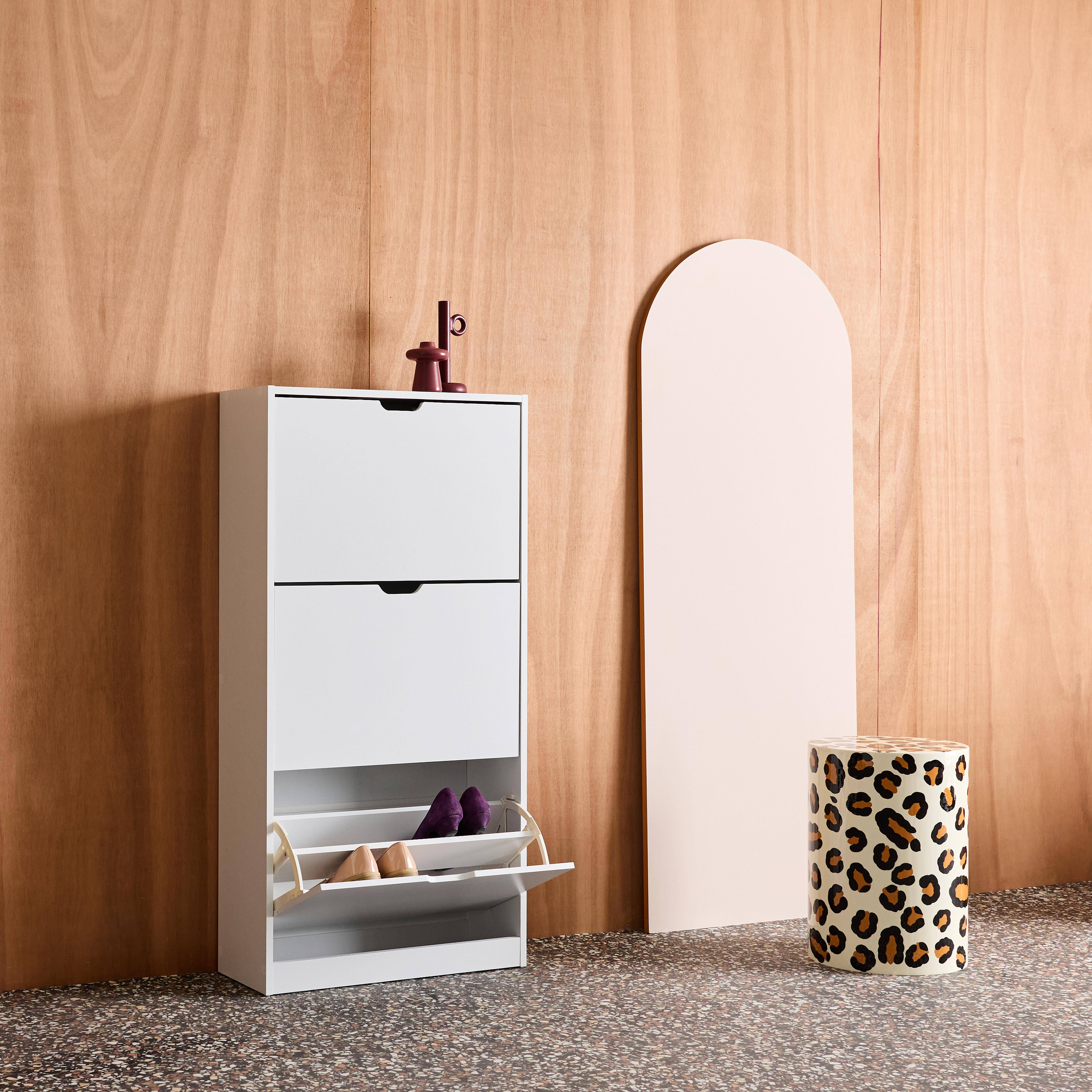 Sapateira decorativa em madeira com 3 gavetas Branco - 60x23.5x119.5 cm Photo5