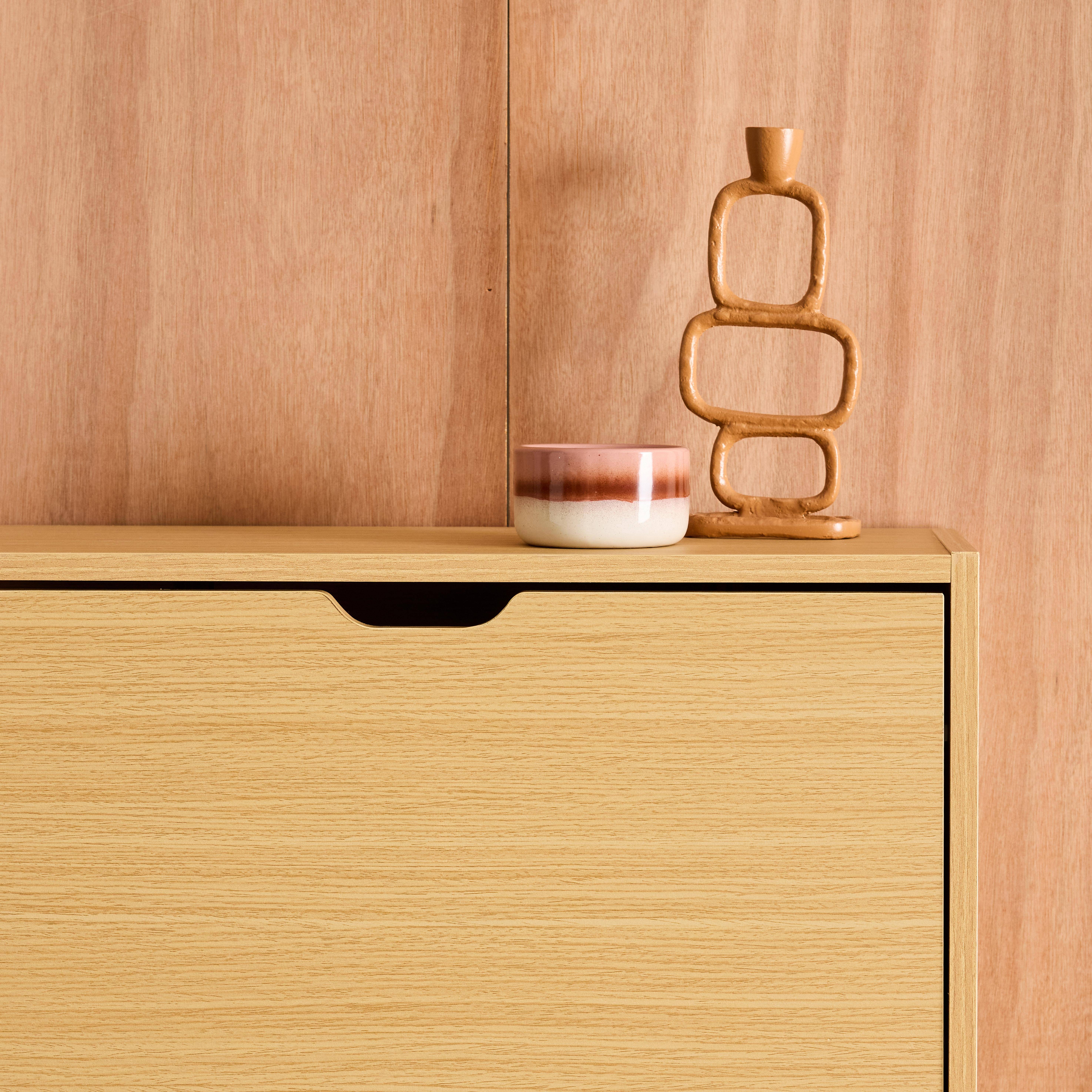 Sapateira decorativa em madeira com 3 gavetas Carvalho - 60x23.5x119.5 cm Photo8