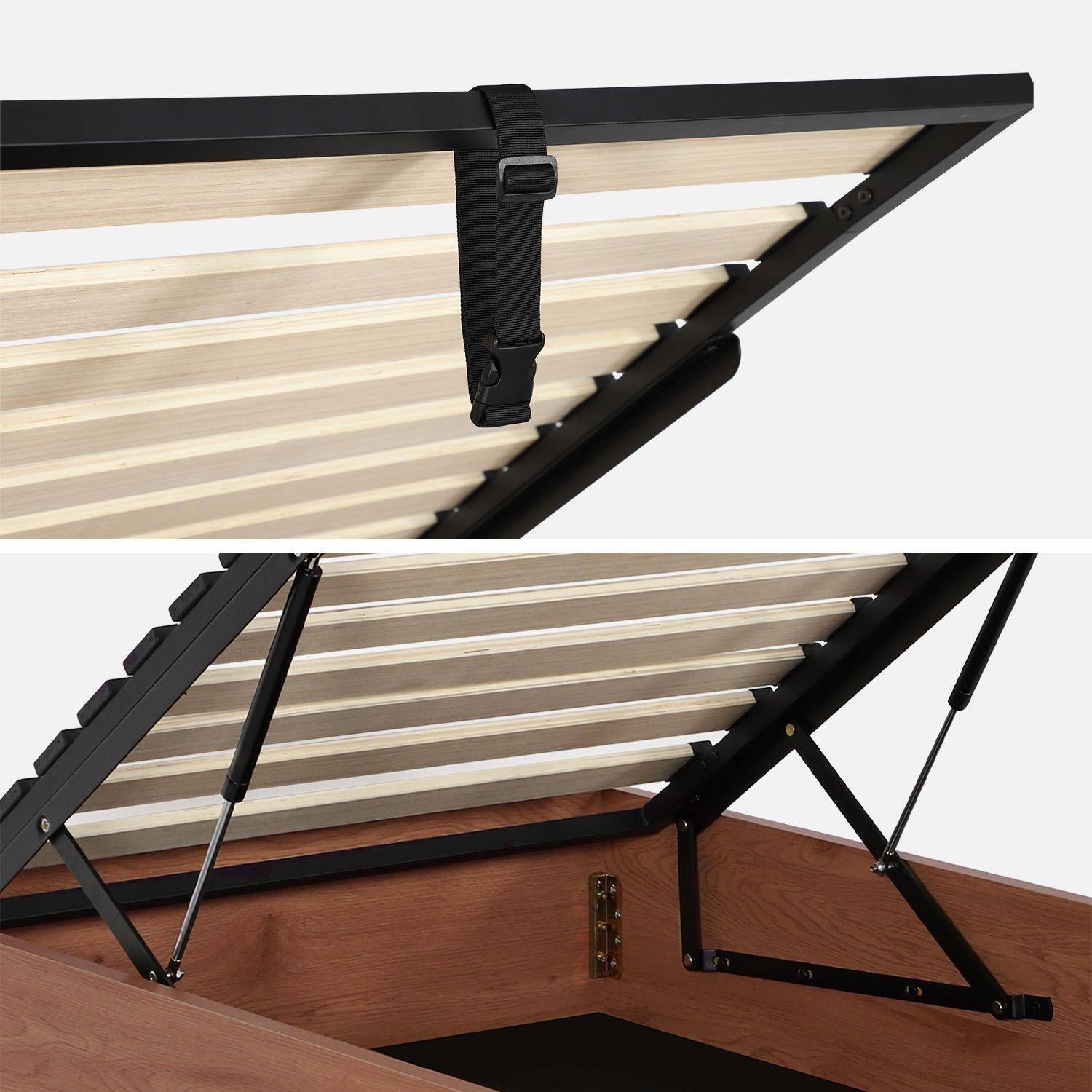 Letto contenitore con rete a doghe 90x190cm decorazione legno Noce - 195x95x30 cm Photo3