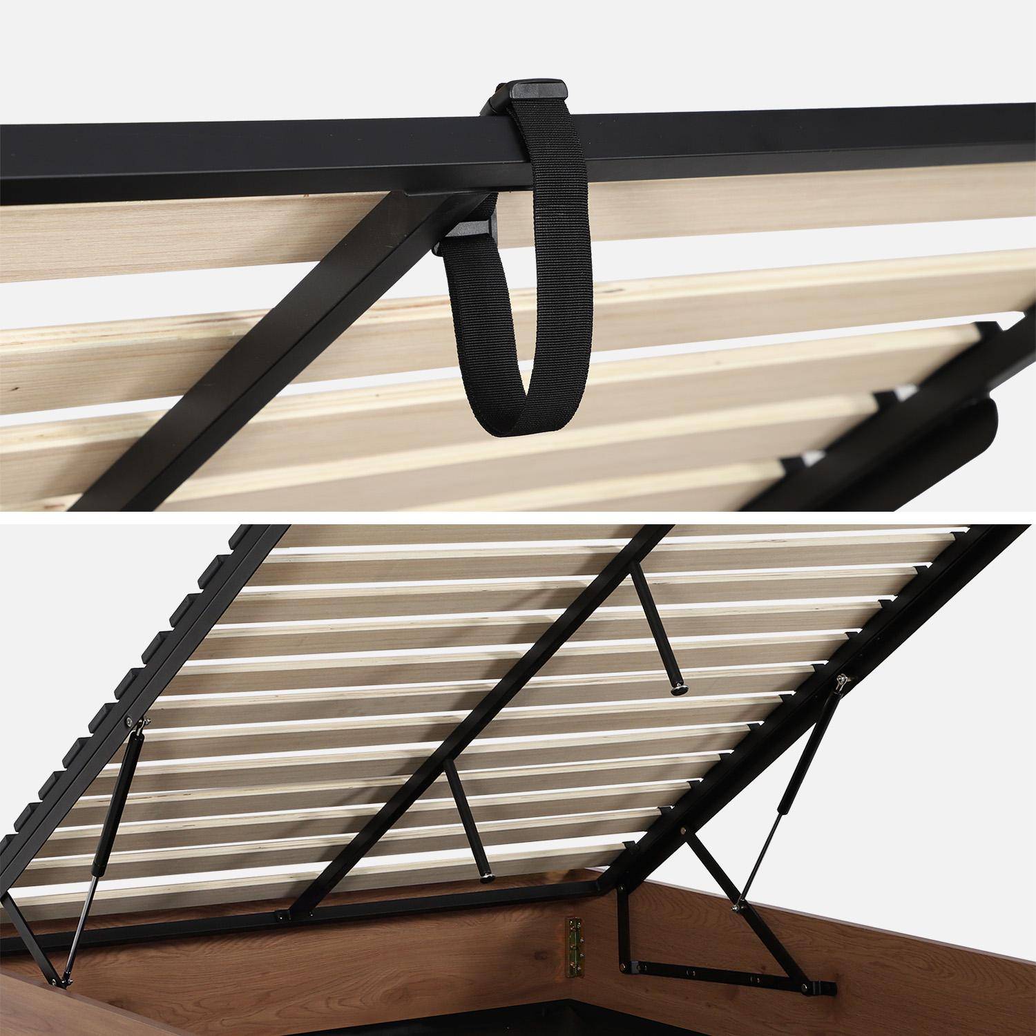 Cama baú com estrado de ripas 140x190cm decoração em madeira Madeira de nogueira - 197x147x30.5 cm Photo4