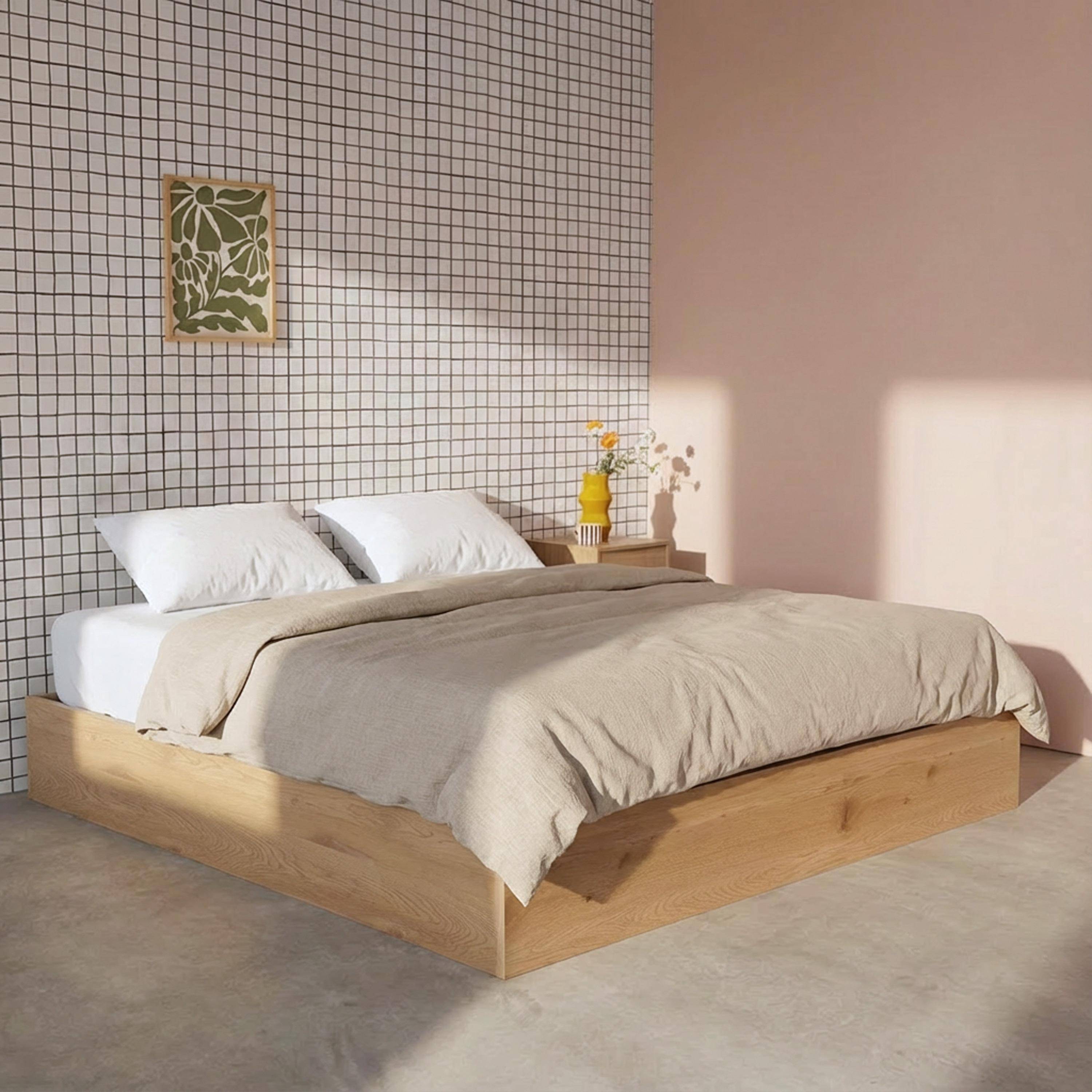 Cama baú com estrado de ripas 160x200cm decoração em madeira Carvalho - 207x167x30.5 cm Photo1