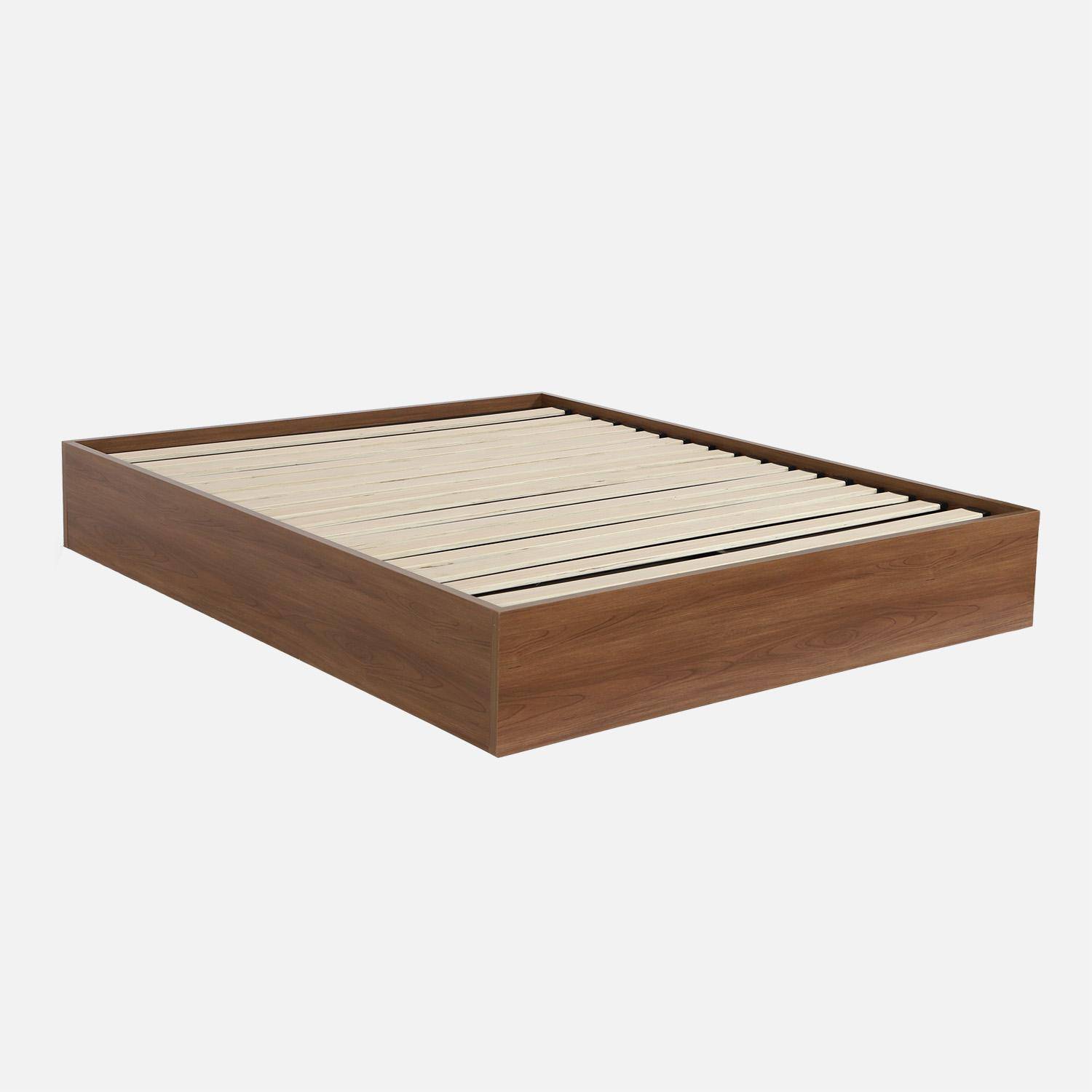 Cama baú com estrado de ripas 160x200cm decoração em madeira Madeira de nogueira - 207x167x30.5 cm,sweeek,Photo3