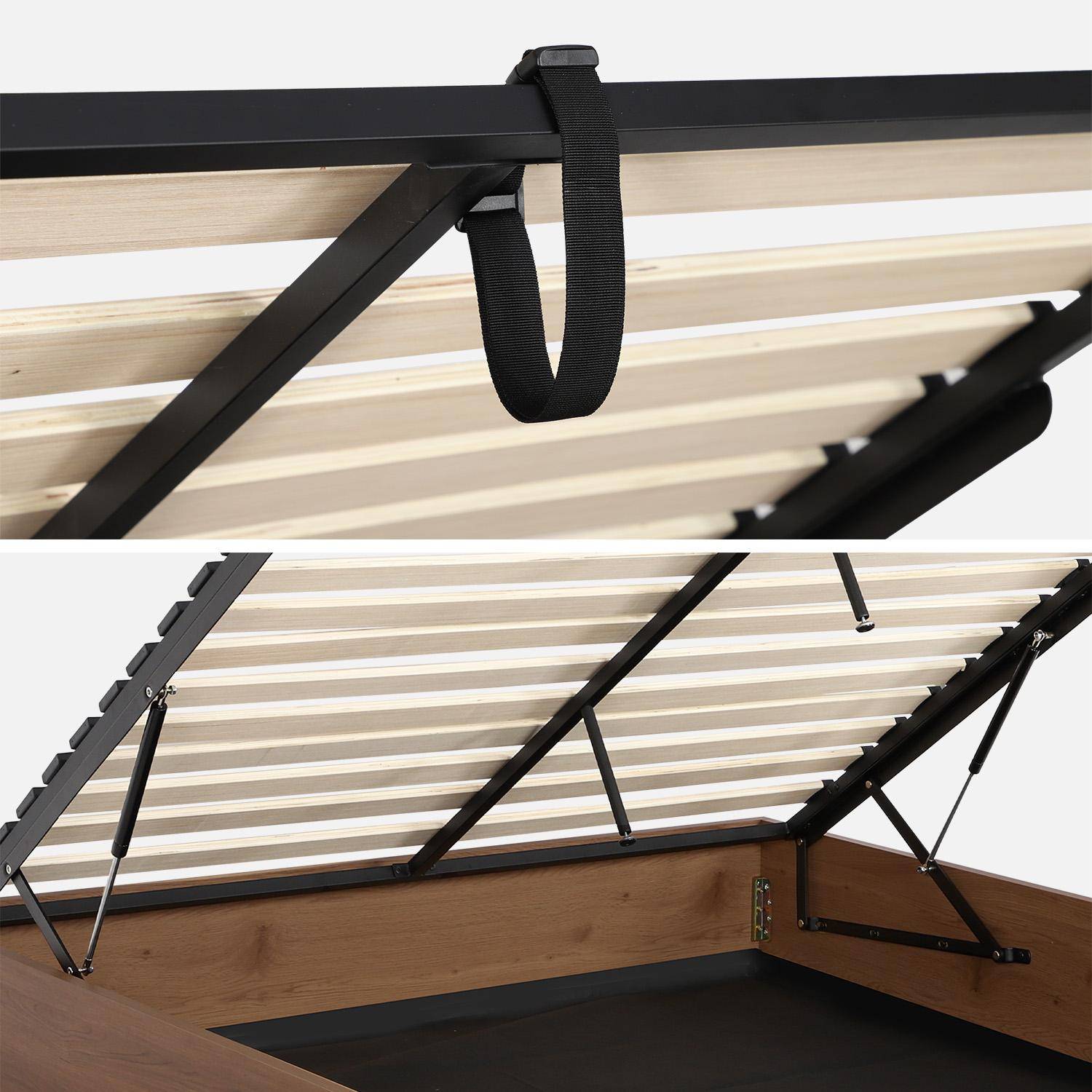 Cama baú com estrado de ripas 160x200cm decoração em madeira Madeira de nogueira - 207x167x30.5 cm Photo4