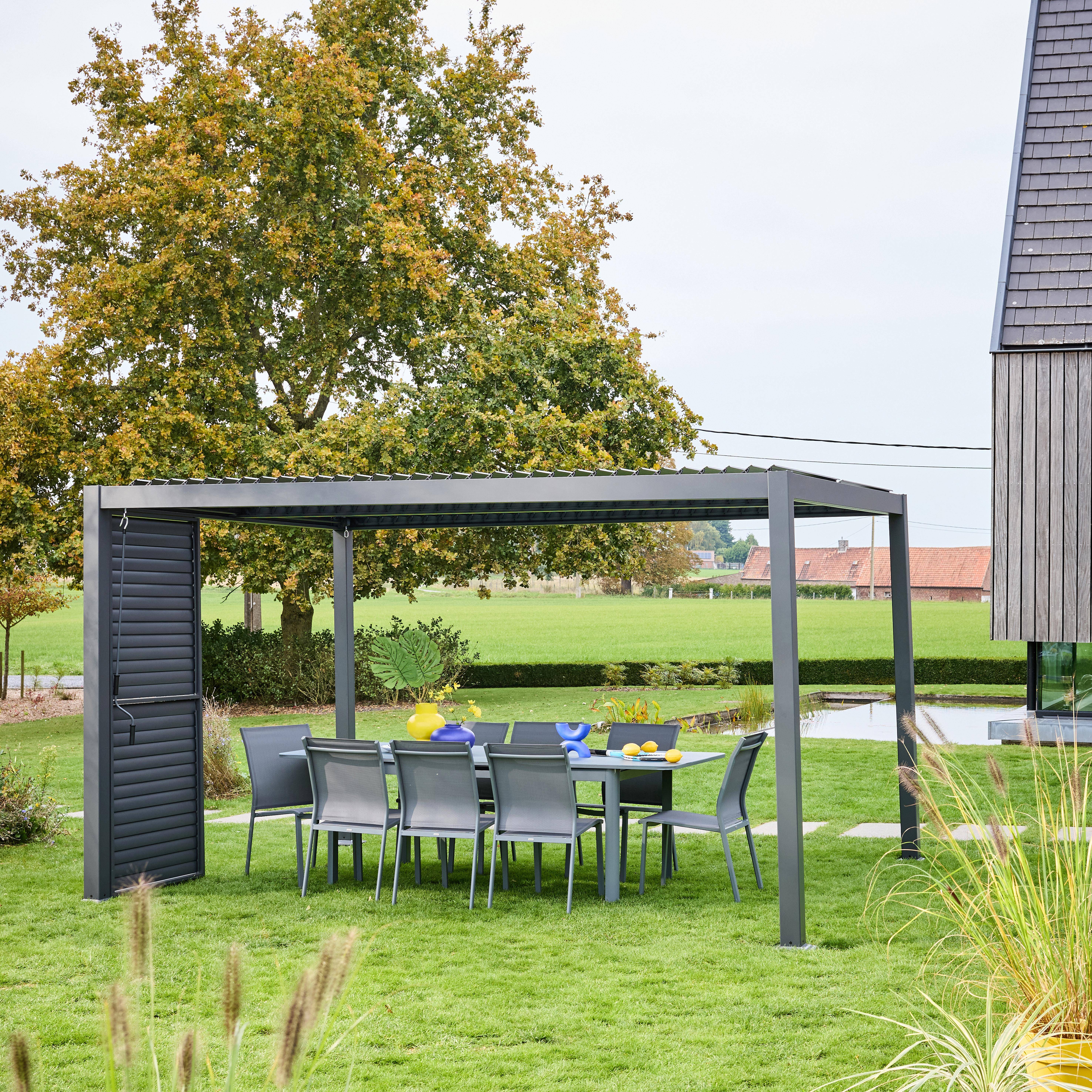 Persiana com lâminas ajustáveis 100cm para pérgola bioclimática Triomphe Antracite - 93x11x238.65 cm Photo3