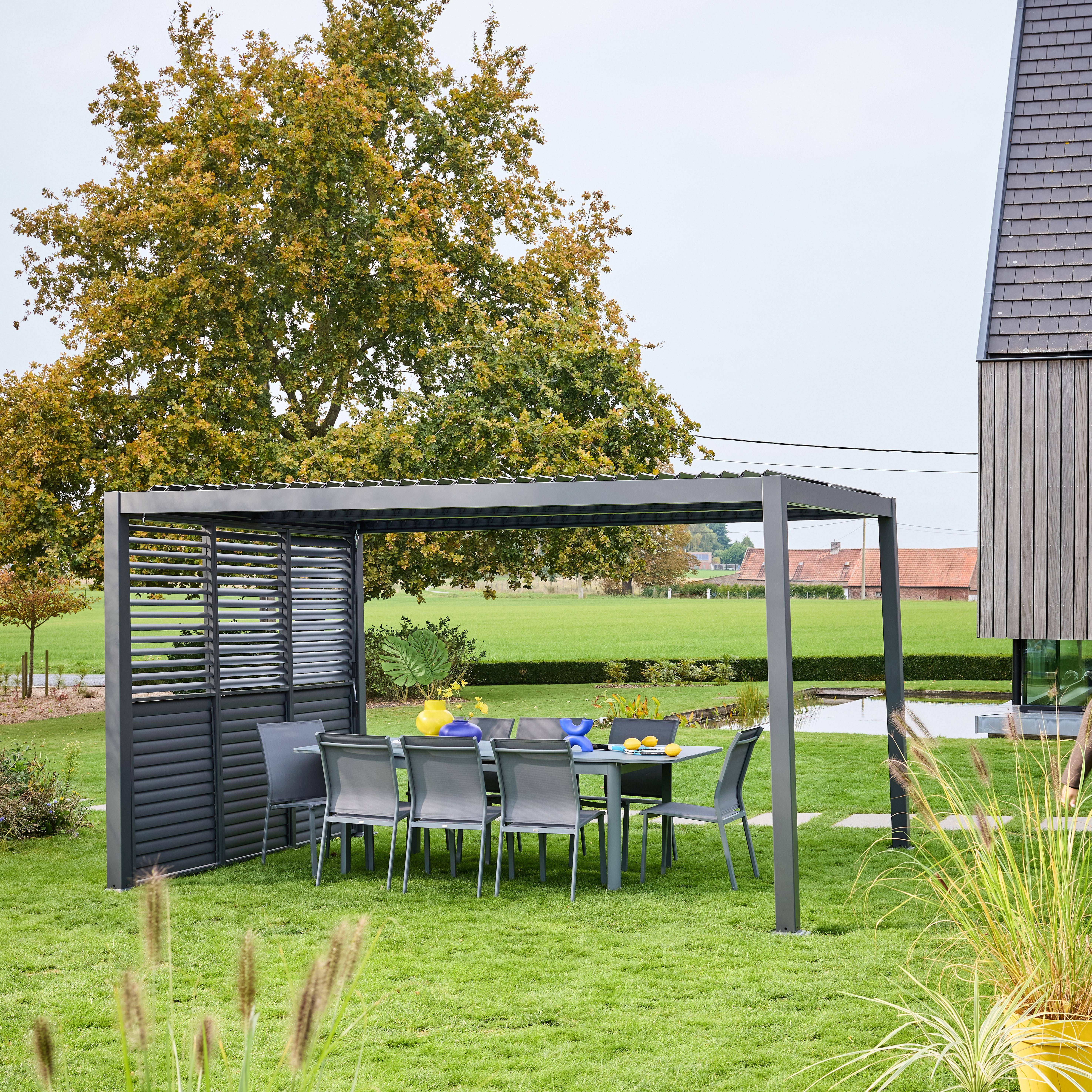 Persiana com lâminas ajustáveis 100cm para pérgola bioclimática Triomphe Antracite - 93x11x238.65 cm Photo5