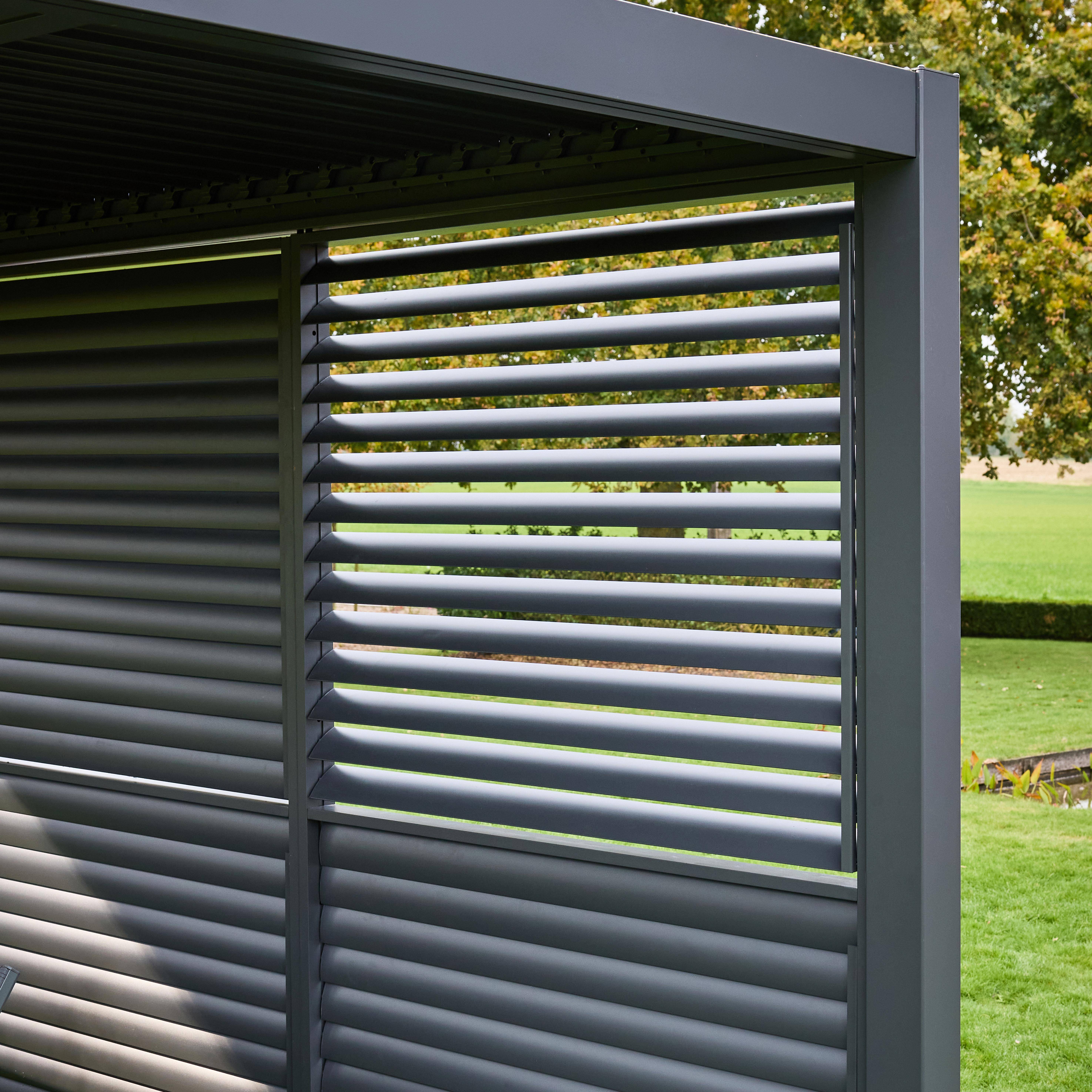 Persiana con lamas orientables de 130cm para pérgola bioclimática 3x4m Triomphe Antracita - 123.5x11x238.65 cm Photo3