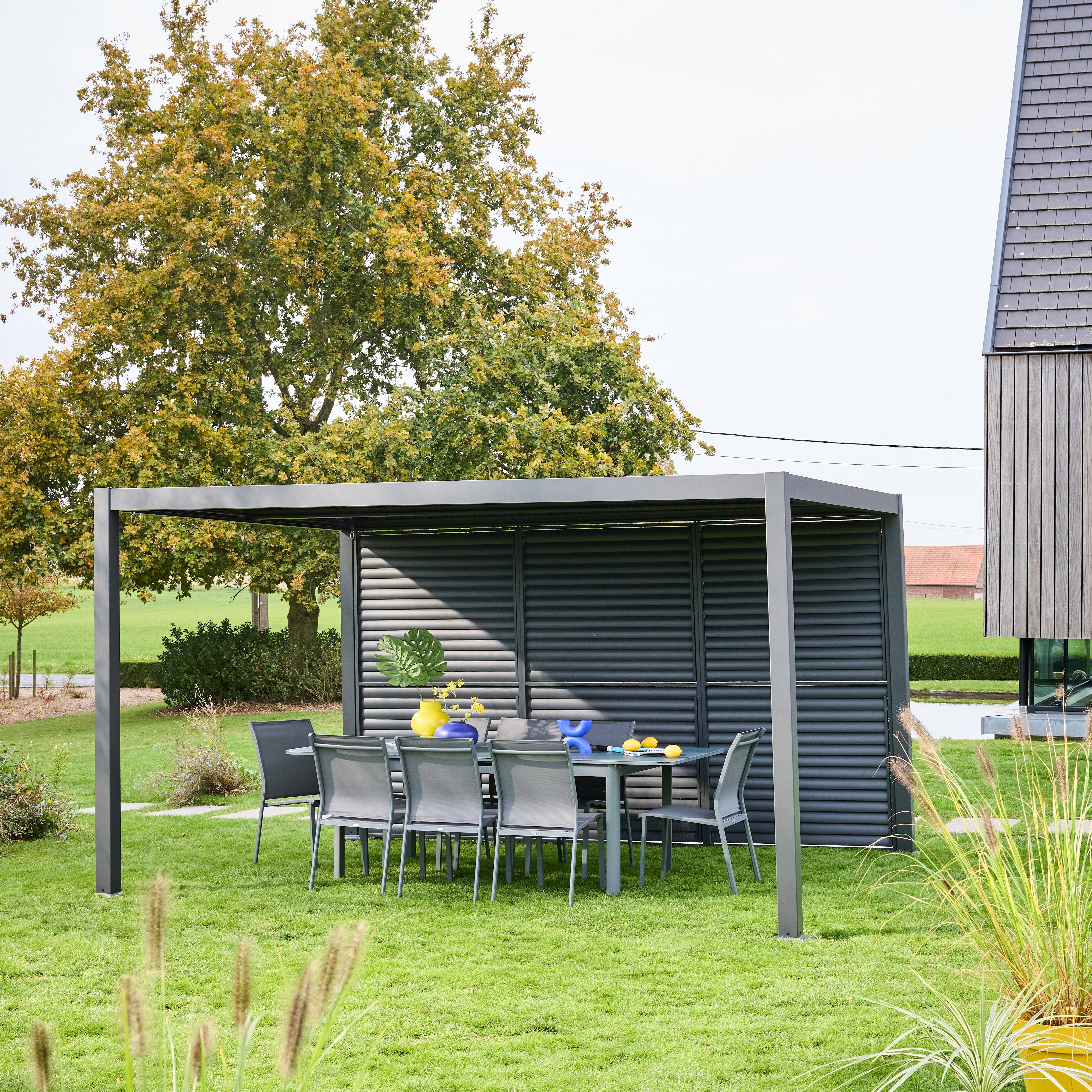 Persiana con lamas orientables de 130cm para pérgola bioclimática 3x4m Triomphe Antracita - 123.5x11x238.65 cm,sweeek,Photo1