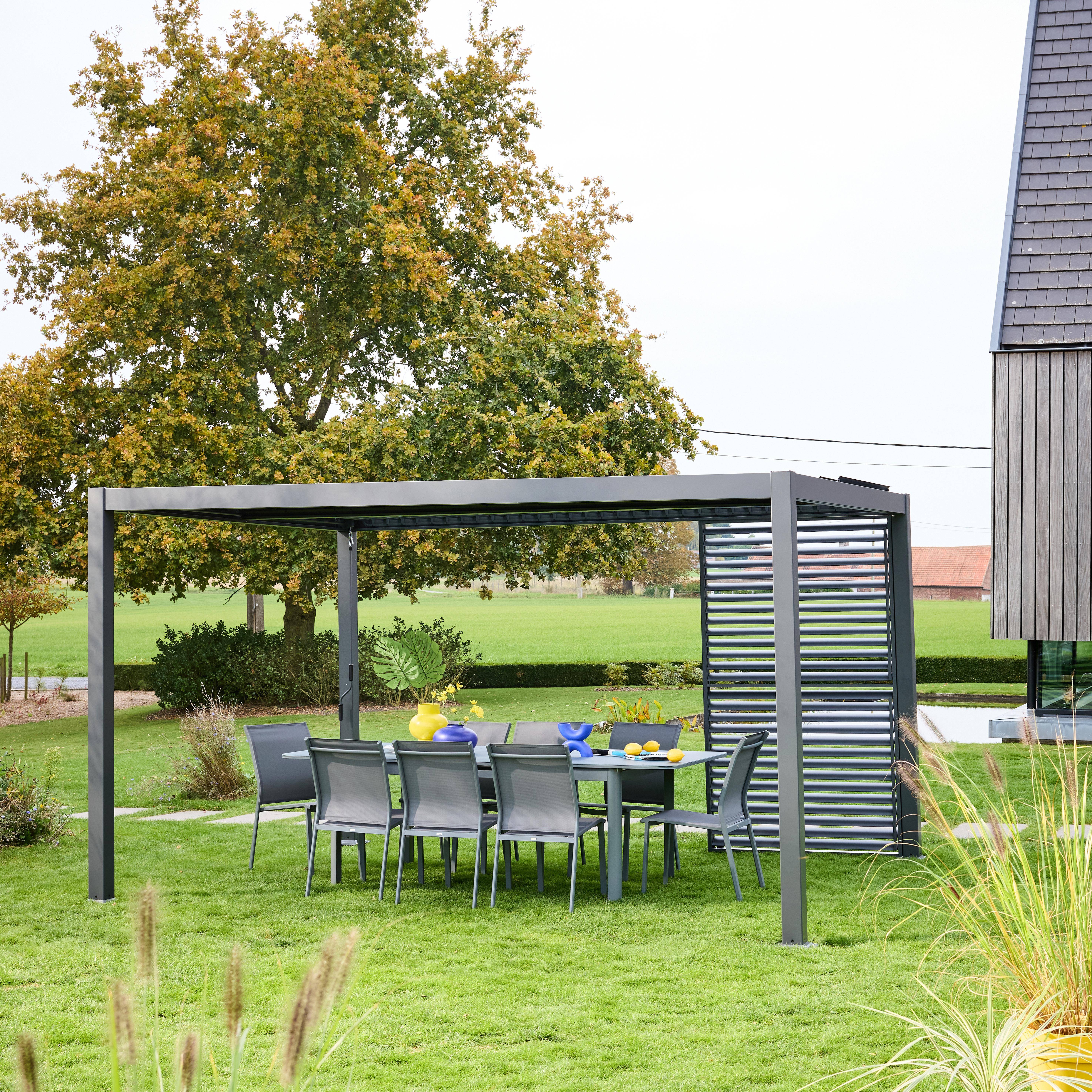 Persiana con lamas orientables de 130cm para pérgola bioclimática 3x4m Triomphe Antracita - 123.5x11x238.65 cm Photo5