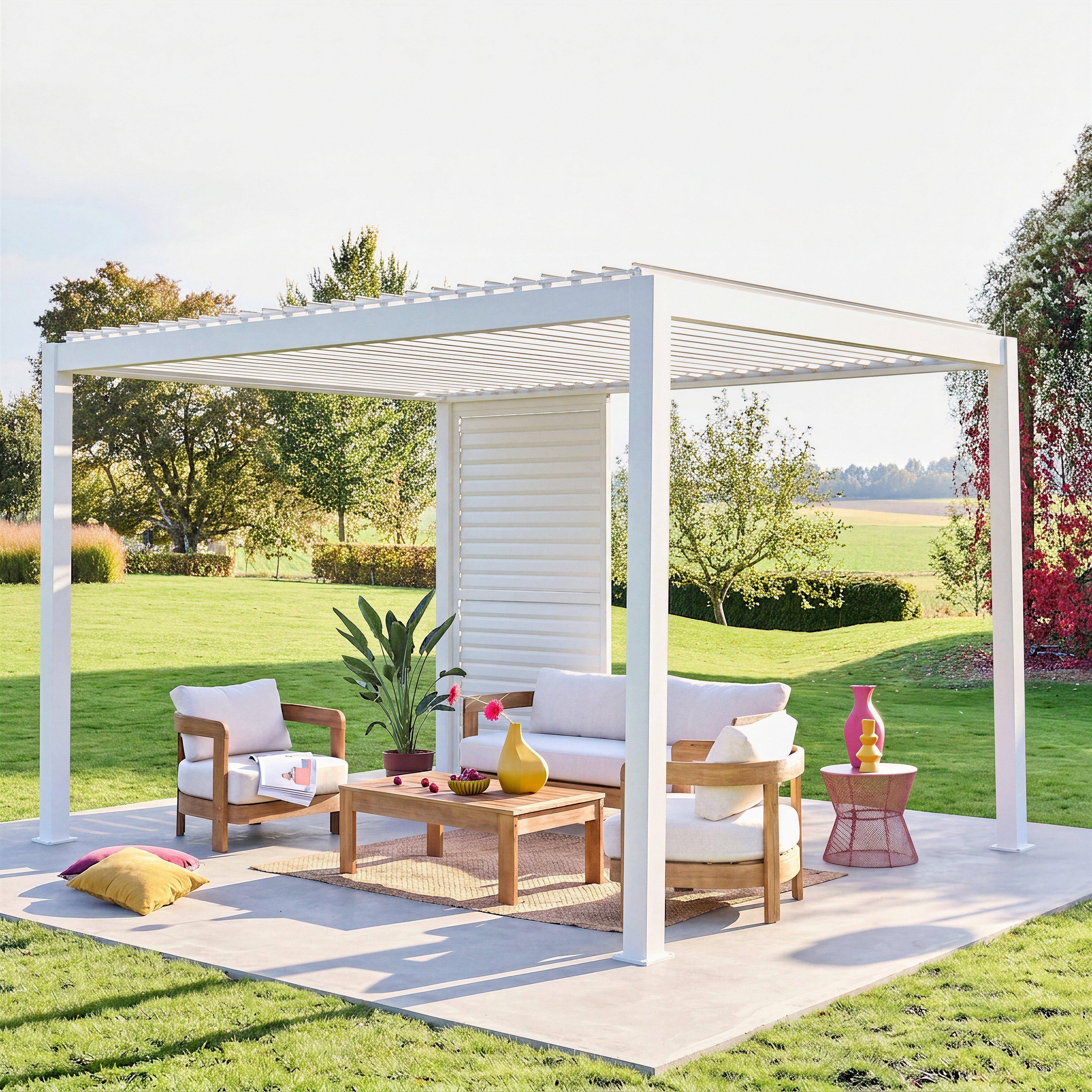 Adjustable louver panel 130cm for Triomphe pergola 4x3m white,sweeek,Photo1