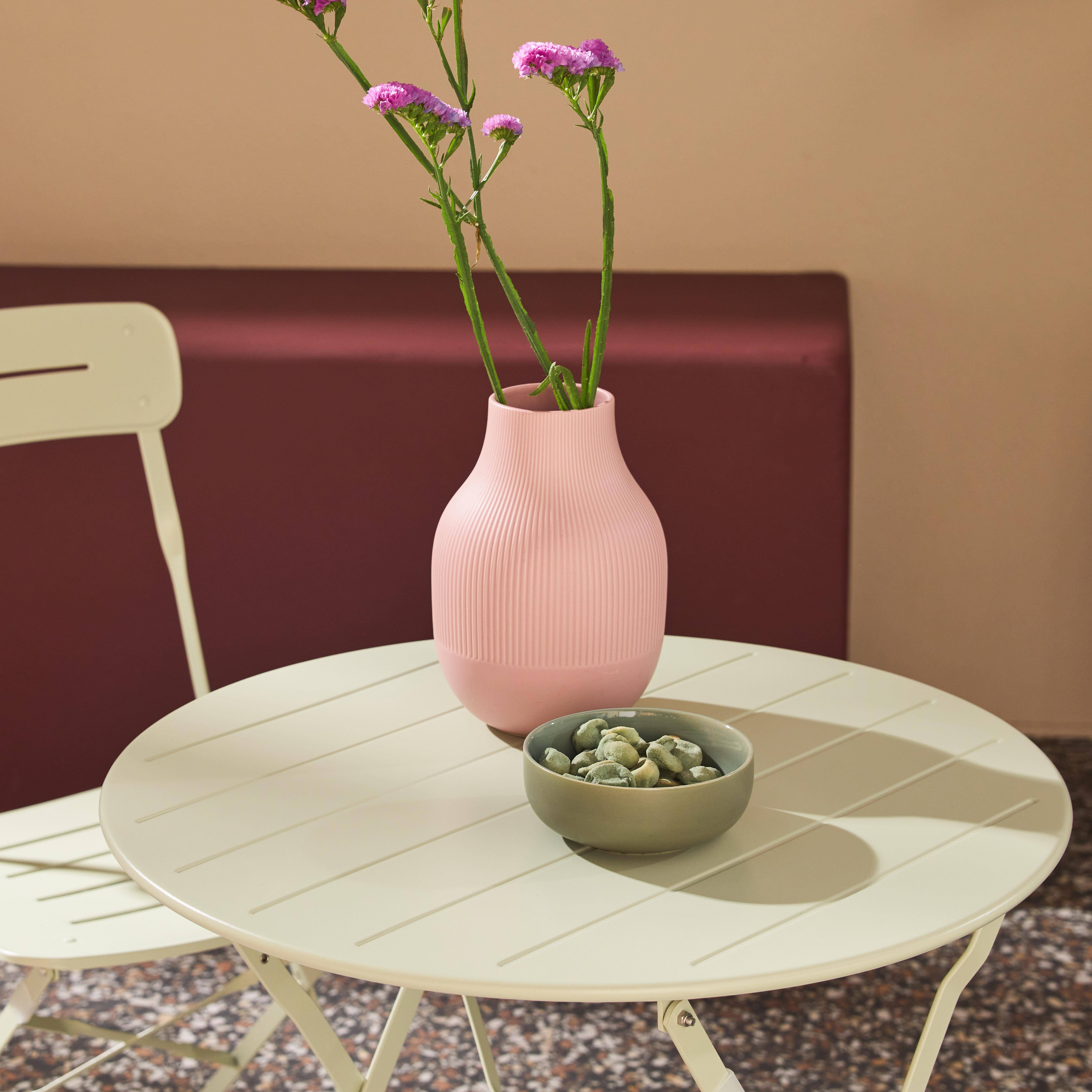 Round bistro garden table, steel, folding + 2 chairs, green 42.5x53x82 cm - Balconea Photo3