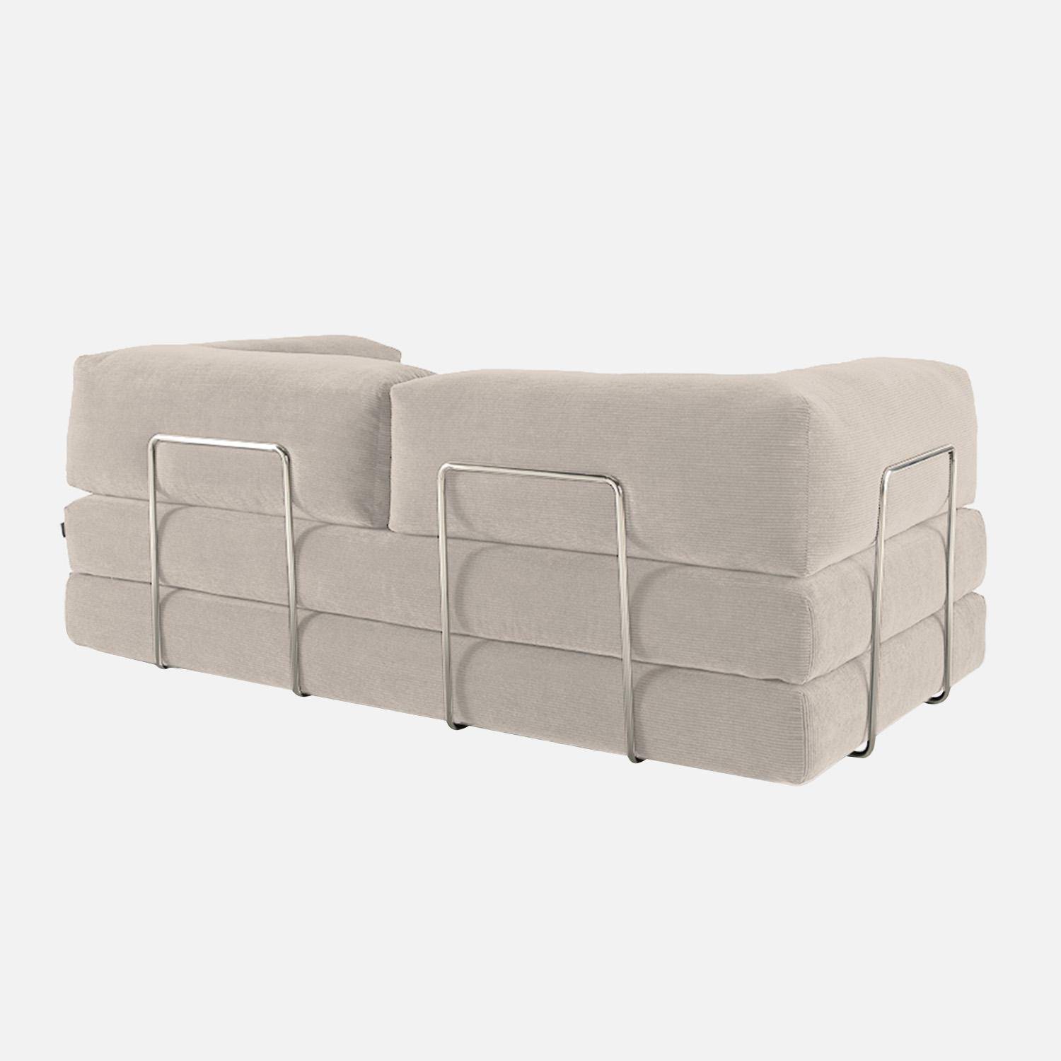 3-Sitzer-Schlafsofa im Vintage-Stil aus Cord, beige, mit verchromtem Außengestell L 200 x T 100 x H 72 cm - Seventies,sweeek,Photo11