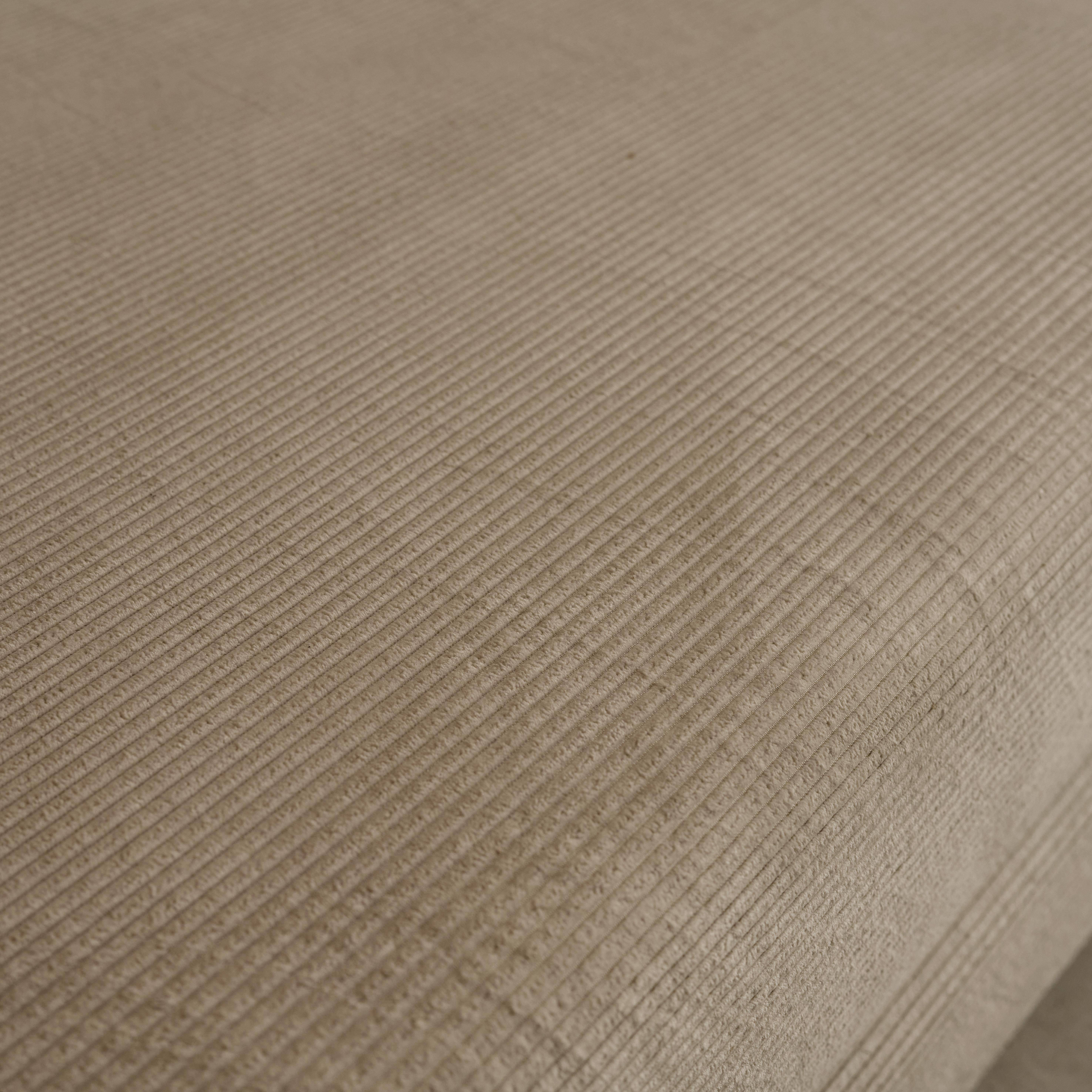 Canapé vintage convertible 3 places en velours côtelé taupe et armatures chromées L 200 x P 100 x H 72cm - Seventies Photo2