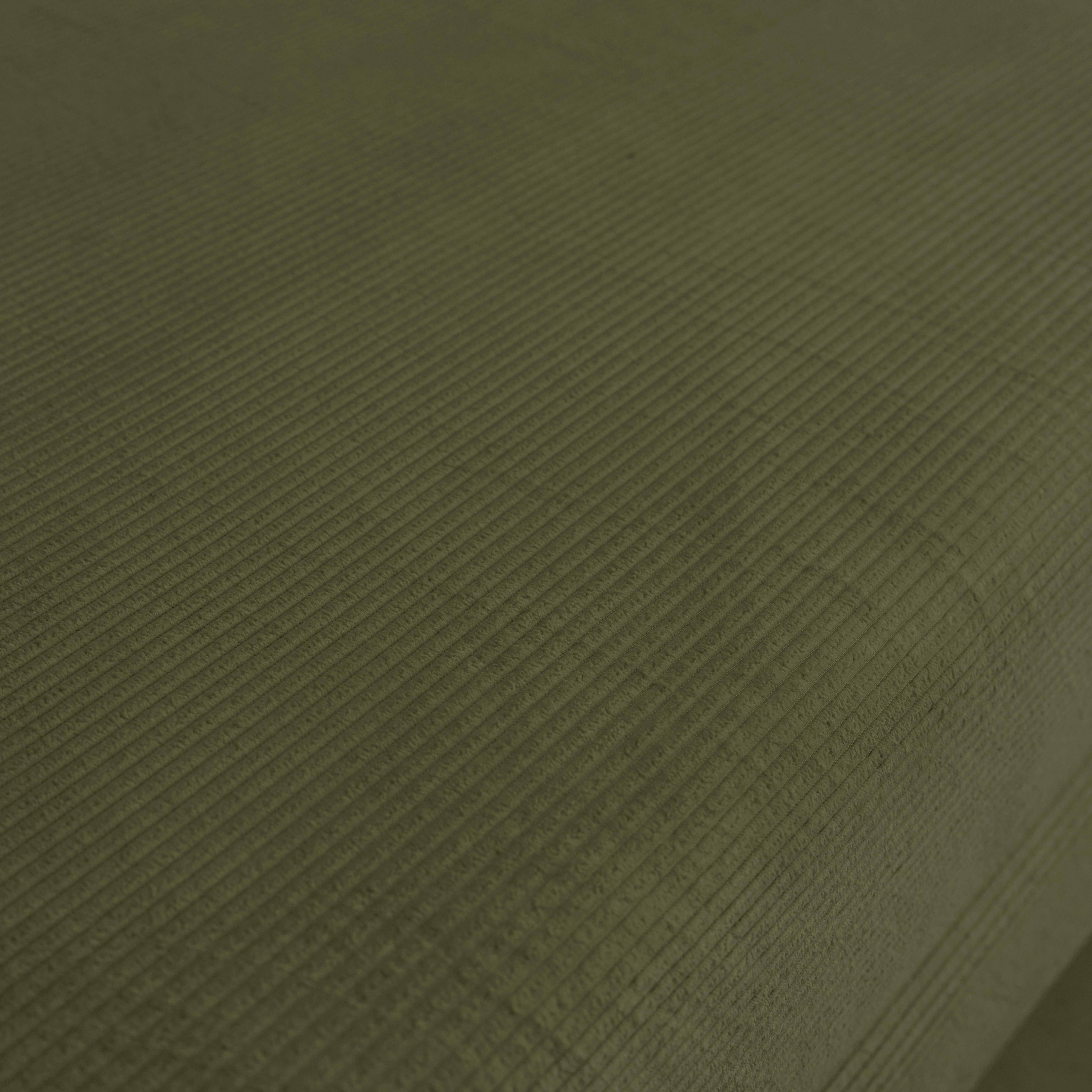 Canapé vintage convertible 3 places en velours côtelé kaki et armatures chromées L 200 x P 100 x H 72cm - Seventies Photo3