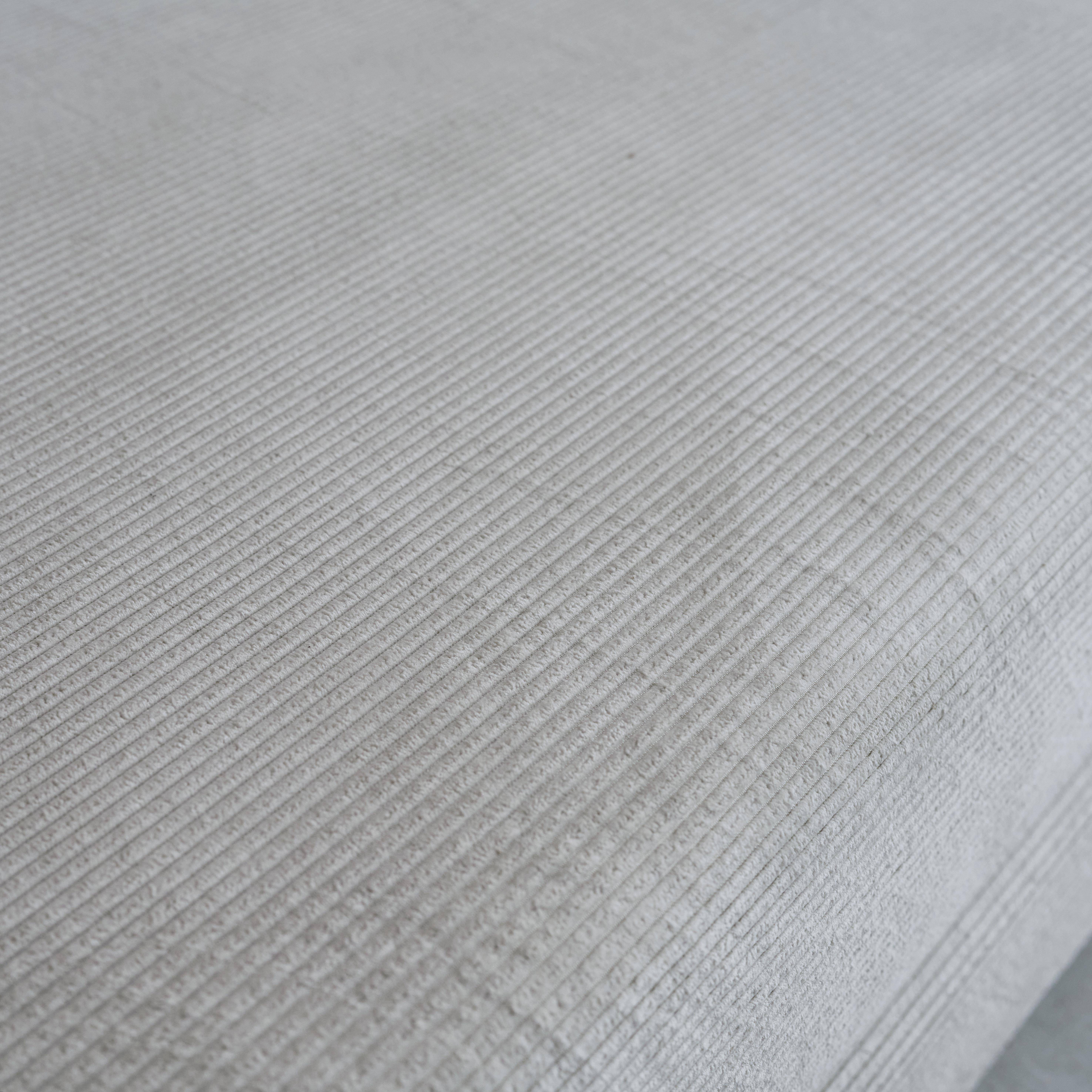 Canapé vintage convertible 3 places en velours côtelé gris clair et armatures chromées L 200 x P 100 x H 72cm - Seventies Photo3