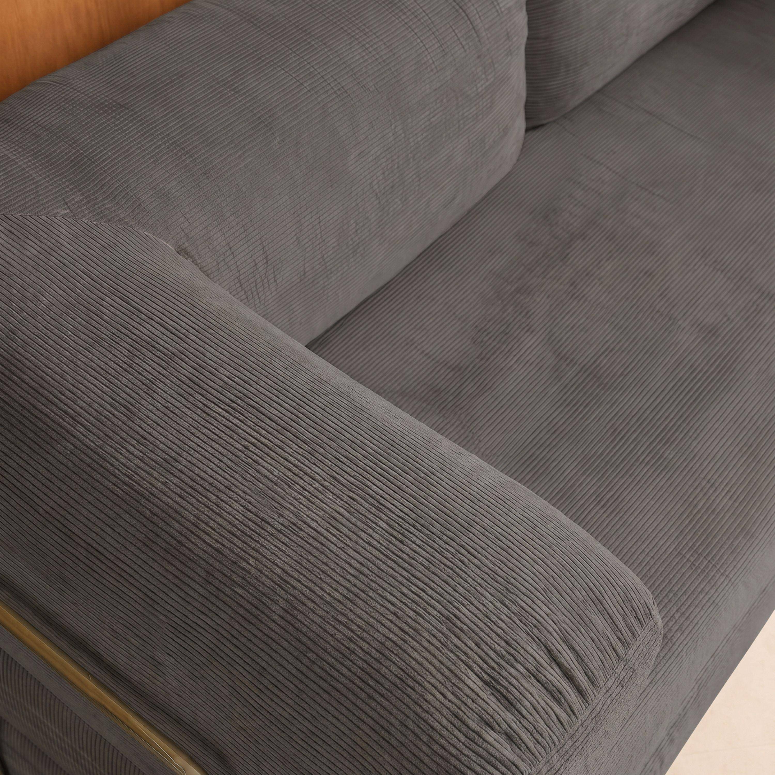 Vintage slaapbank driezits in corduroy met chromen frame grijs 200x100x72cm - Seventies Photo6