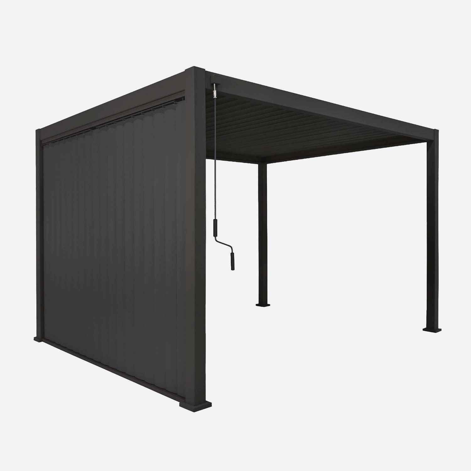 Verticaal paneel met verstelbare lamellen 3m aluminium voor pergola 3x3m V2 4x3m 6x3m Triomphe antraciet Photo3