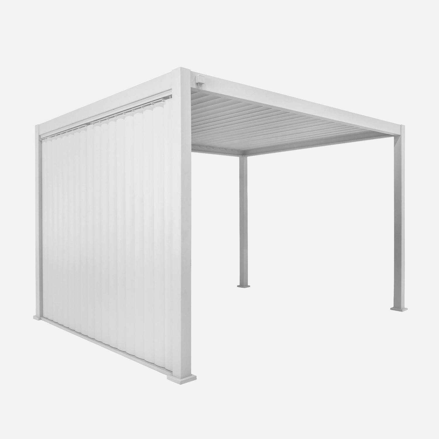 Panneau vertical à lames orientables 3m pour pergola aluminium blanc Photo3