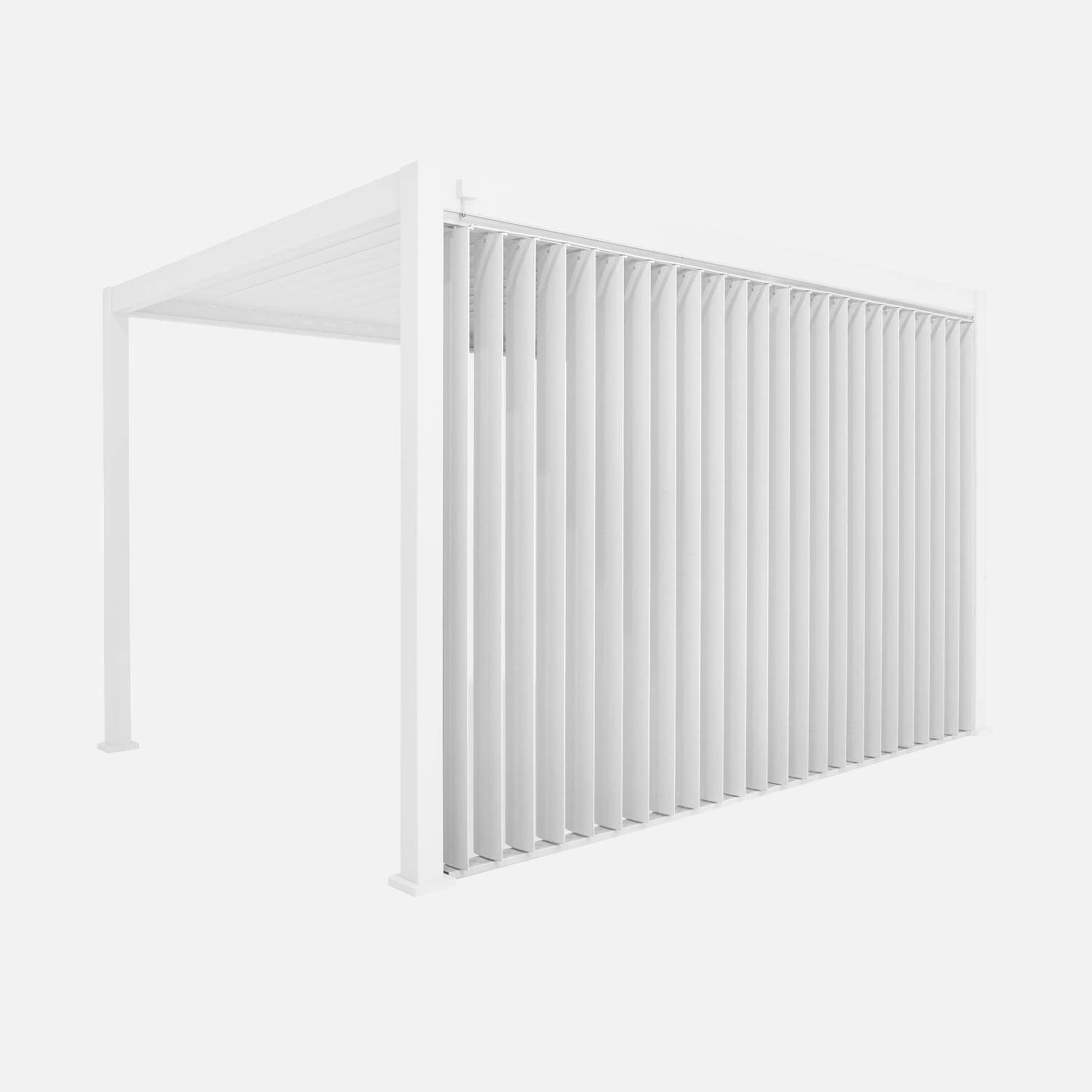 Panneau vertical à lames orientables 4m pour pergola aluminium blanc Photo1