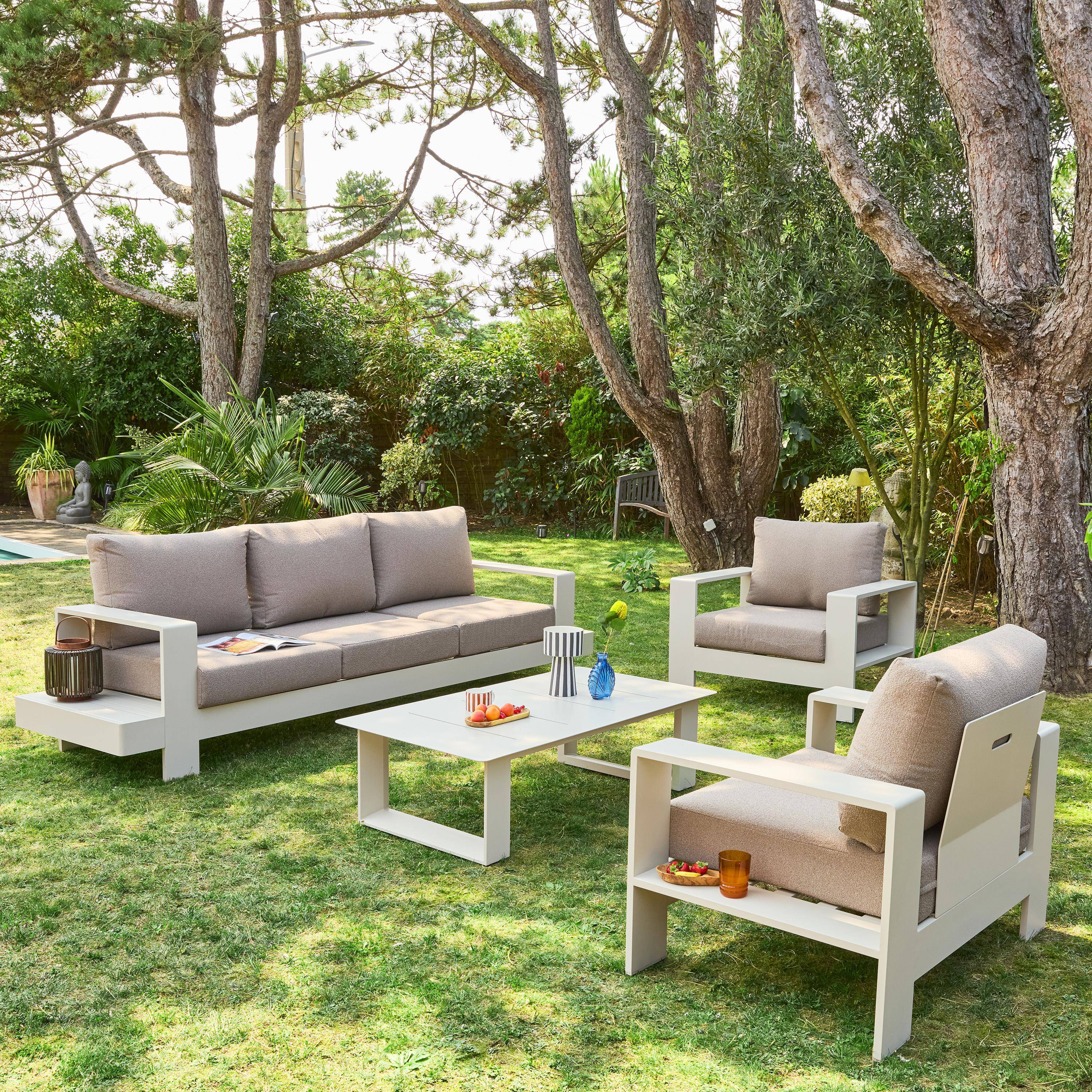 Loungeset voor 5 personen van aluminium beige en bruin - Alore,sweeek,Photo1