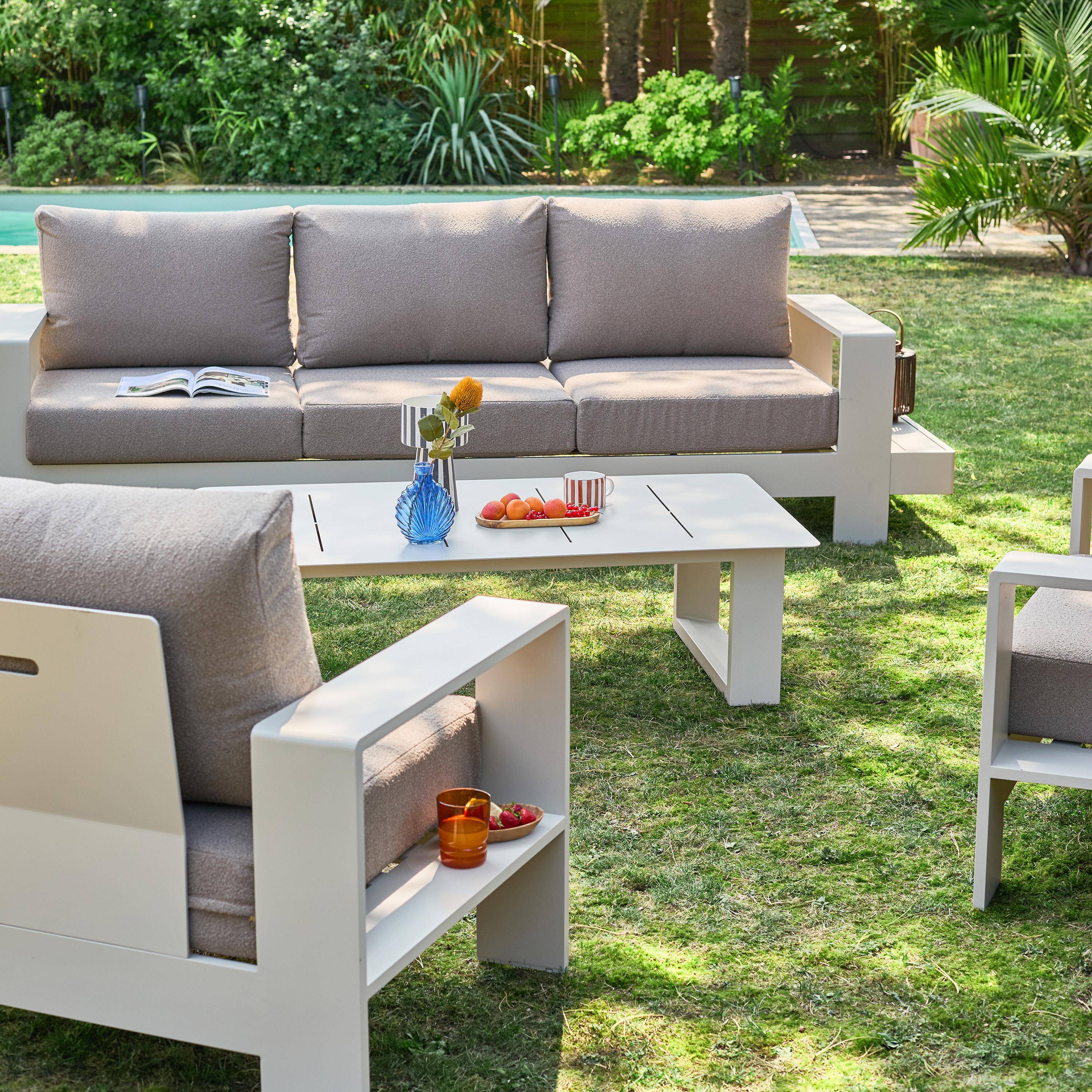 Loungeset voor 5 personen van aluminium beige en bruin - Alore Photo2