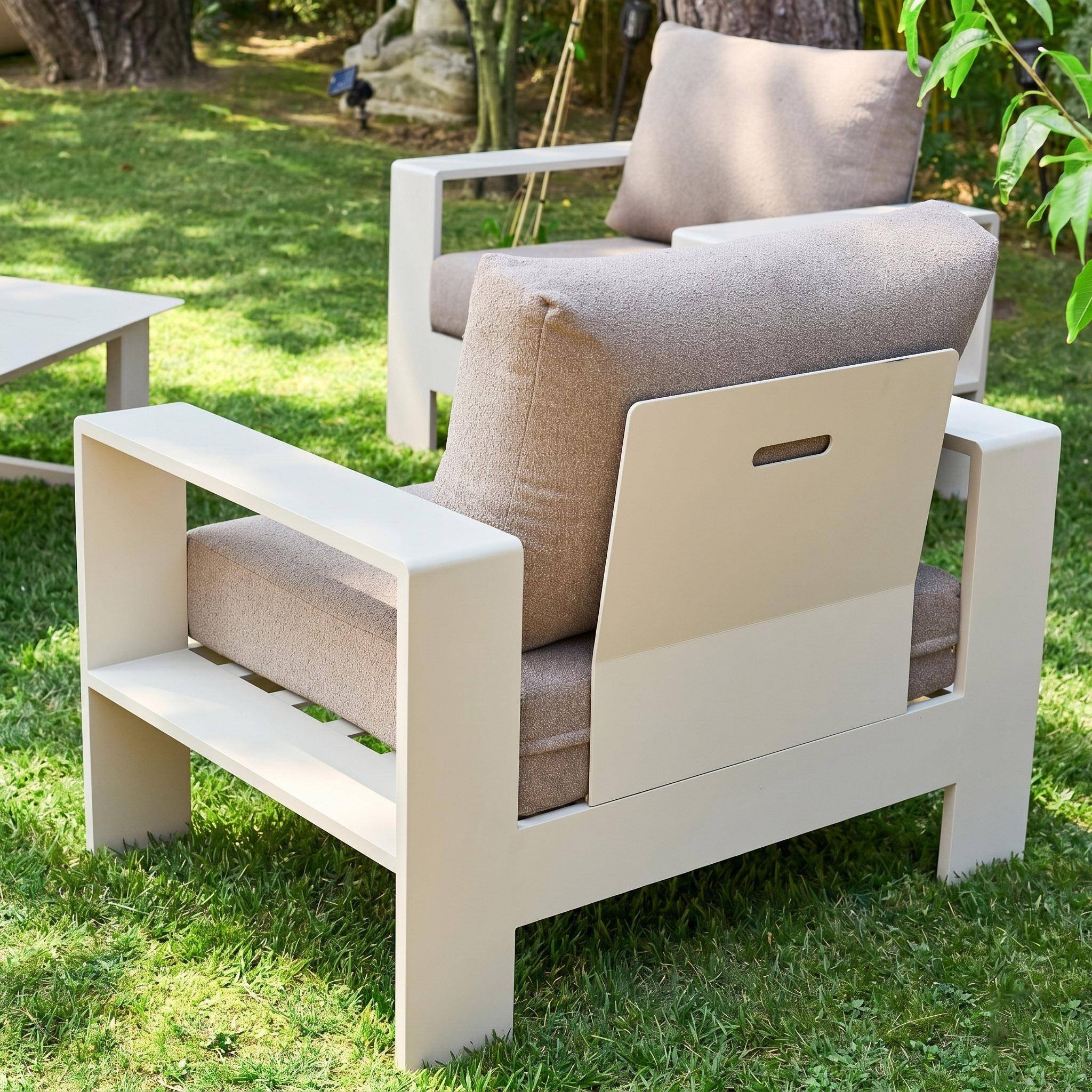 Conjunto de jardín de aluminio, 5 plazas Beige - 122x81.7x66 cm Photo6