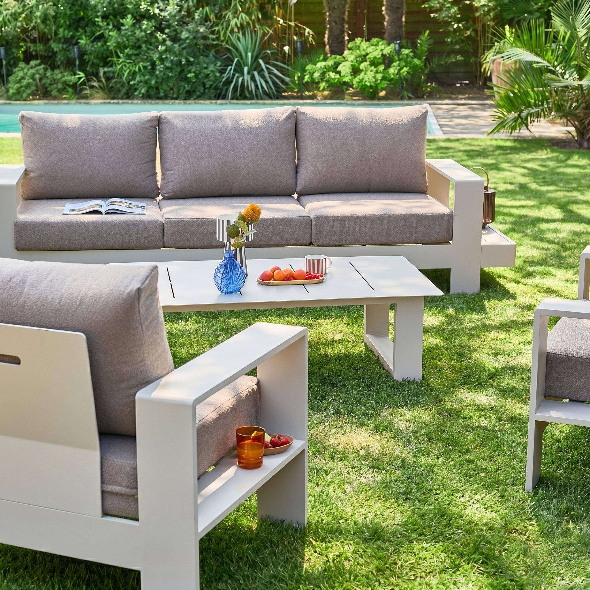 Conjunto de jardín de aluminio, 5 plazas Beige - 122x81.7x66 cm Photo2