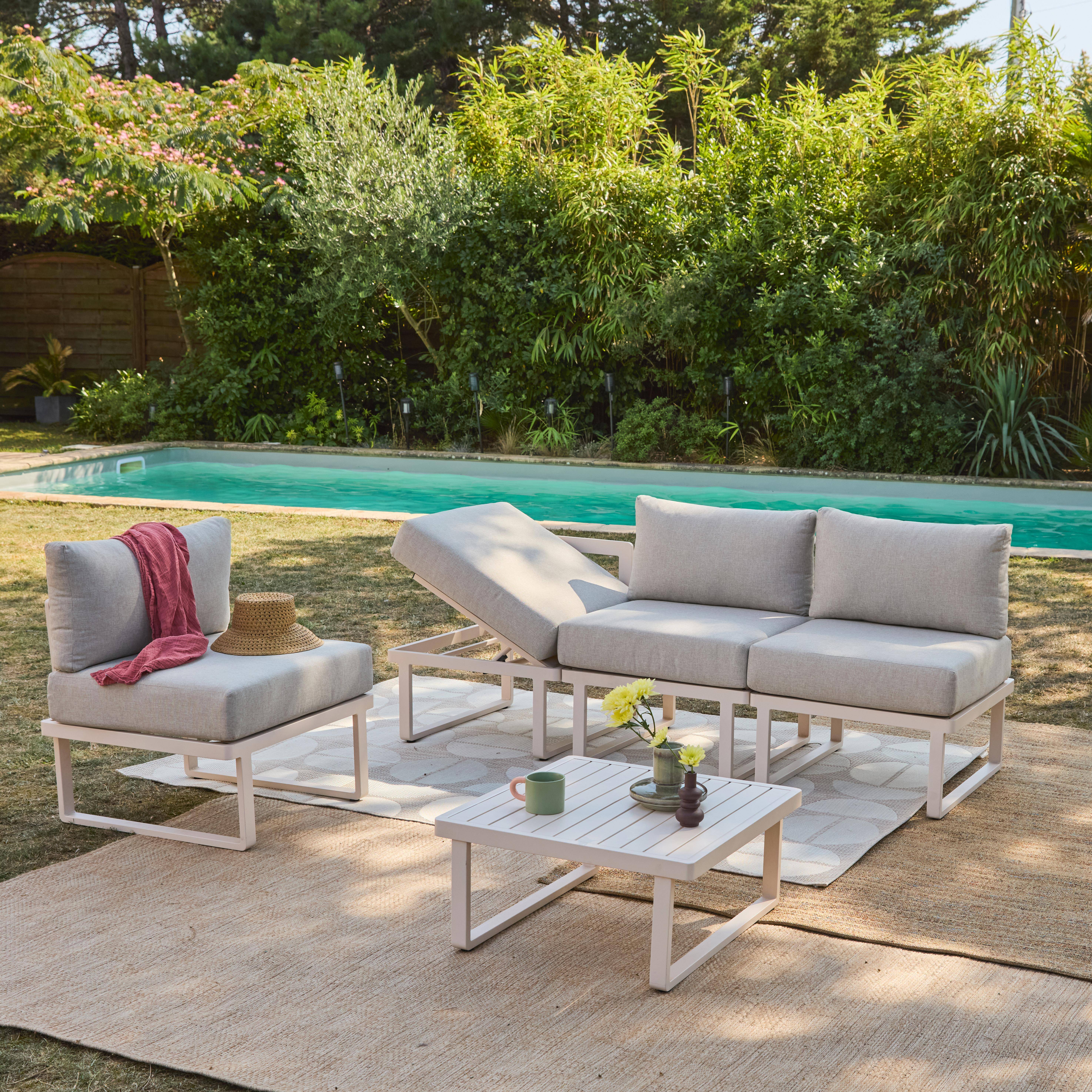 Salon de jardin modulable aluminium 4 places beige - Clea,sweeek,Photo2
