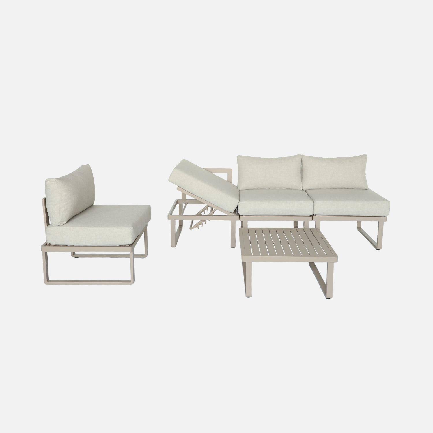 Salon de jardin modulable aluminium 4 places beige - Clea,sweeek,Photo9