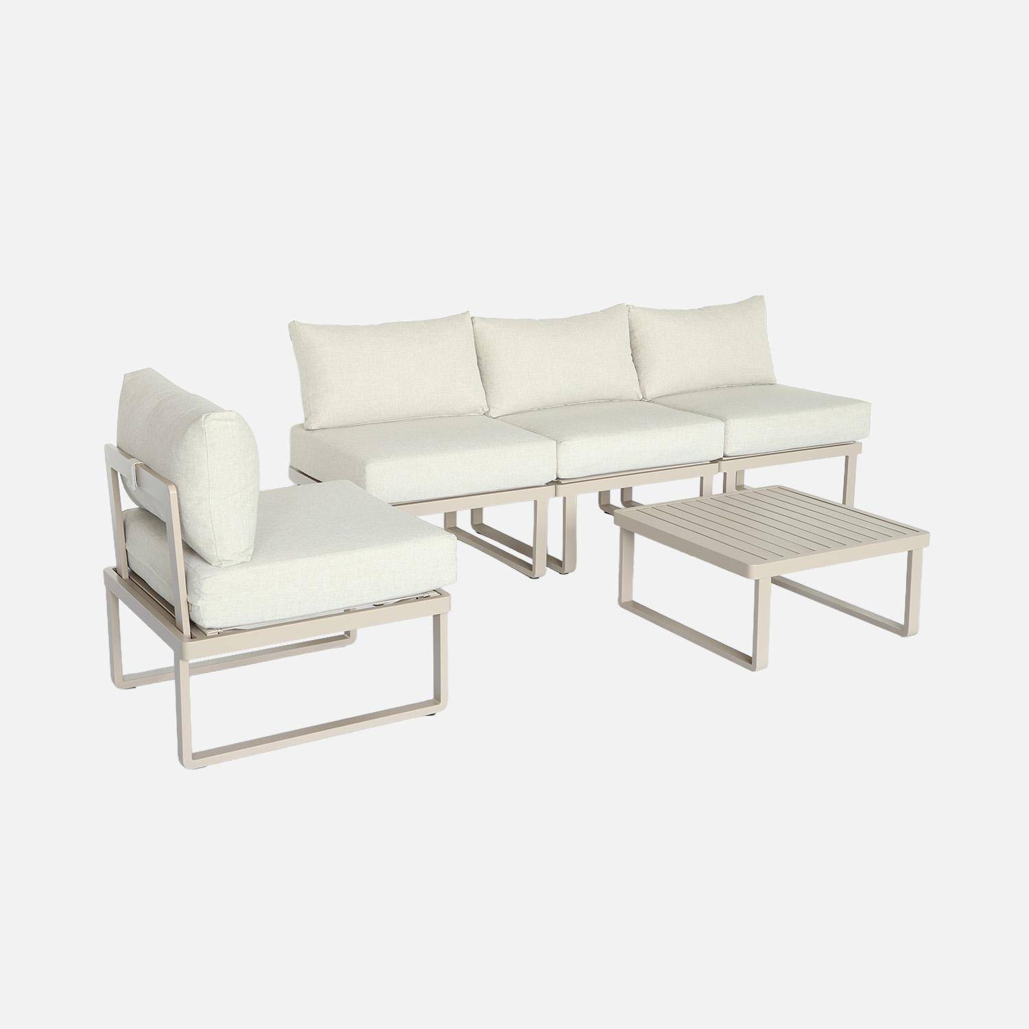 Salon de jardin modulable aluminium 4 places beige - Clea,sweeek,Photo7