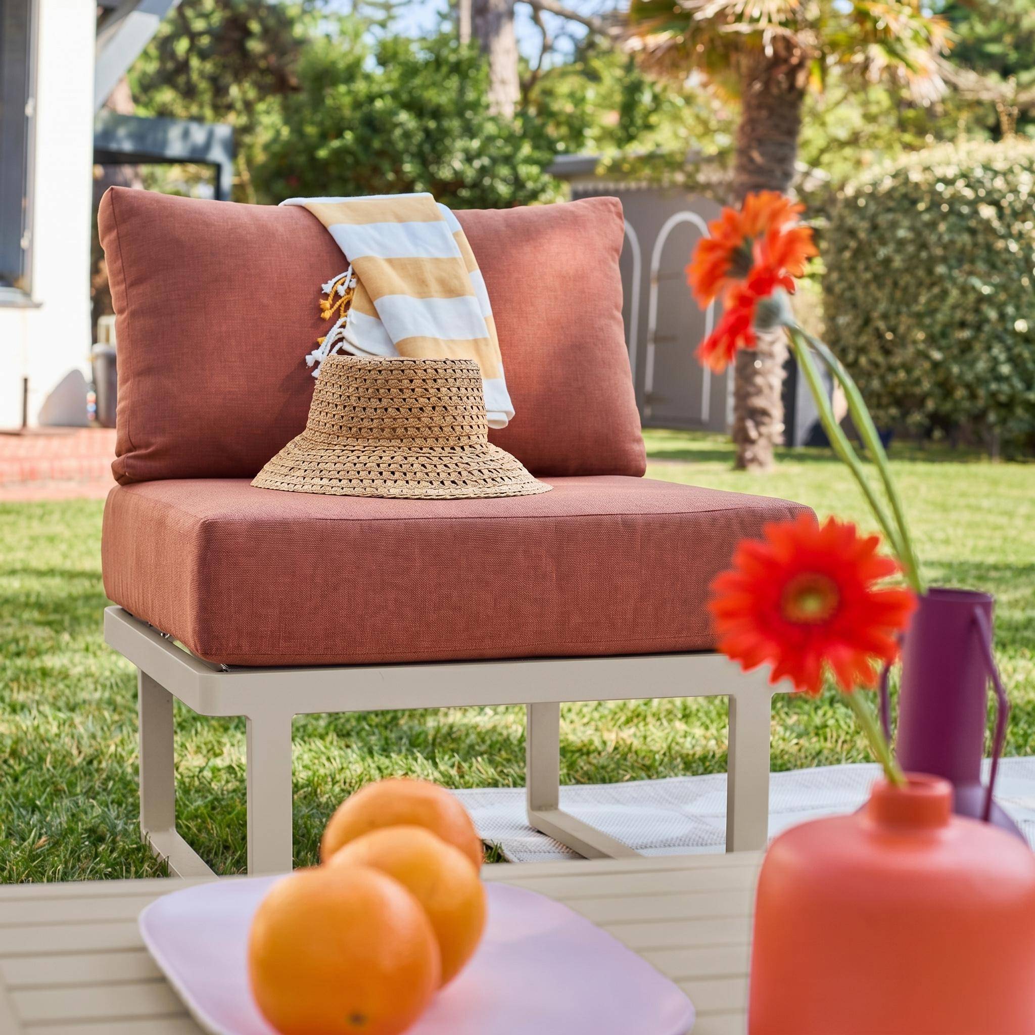 Conjunto de jardim modular em alumínio, 4 lugares Terracota - 64.5x64.5x63 cm Photo4
